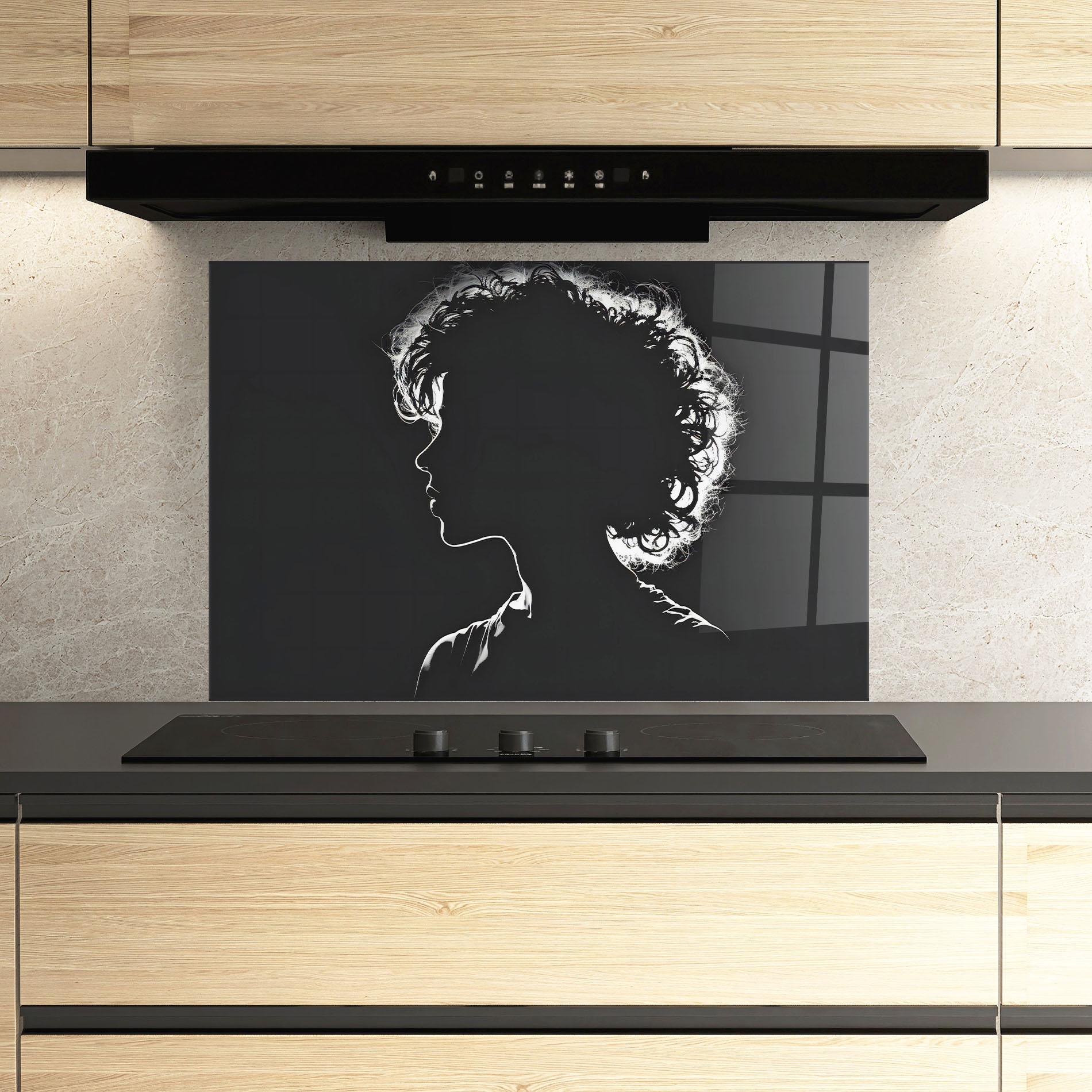 Küchenrückwand Glas Digital Silhouette mockup 3