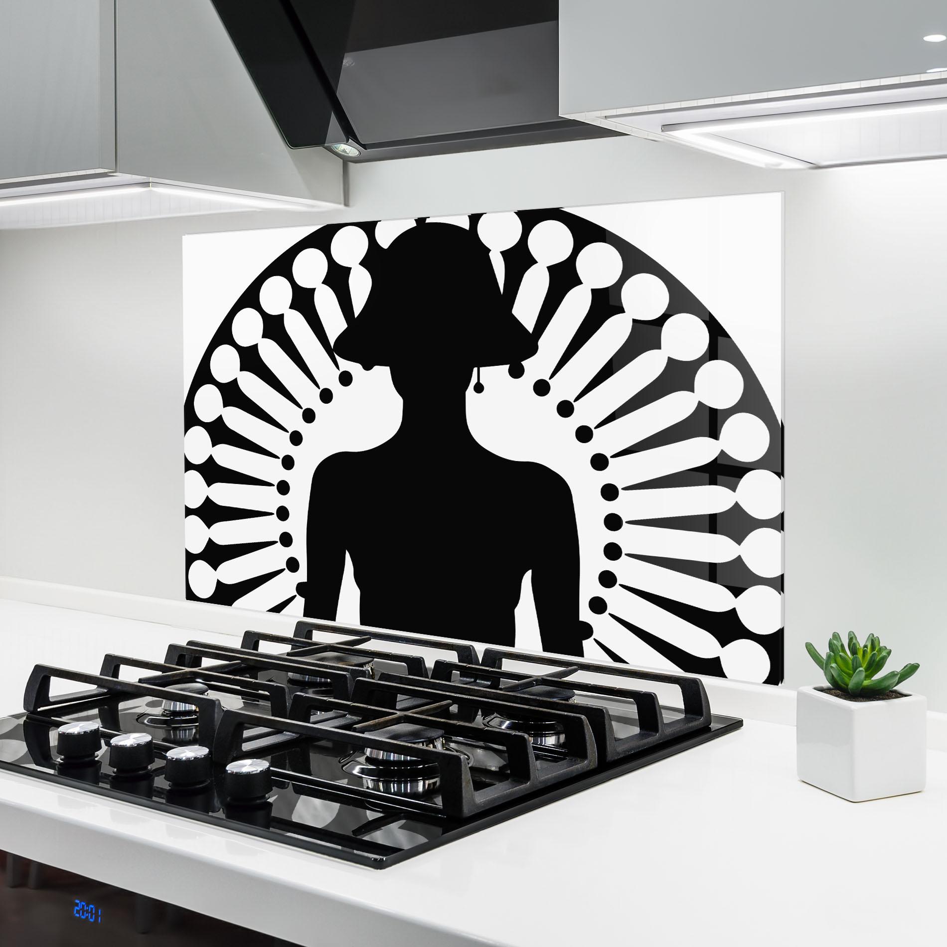 Küchenrückwand Glas Black Shilouette Lady mockup 6