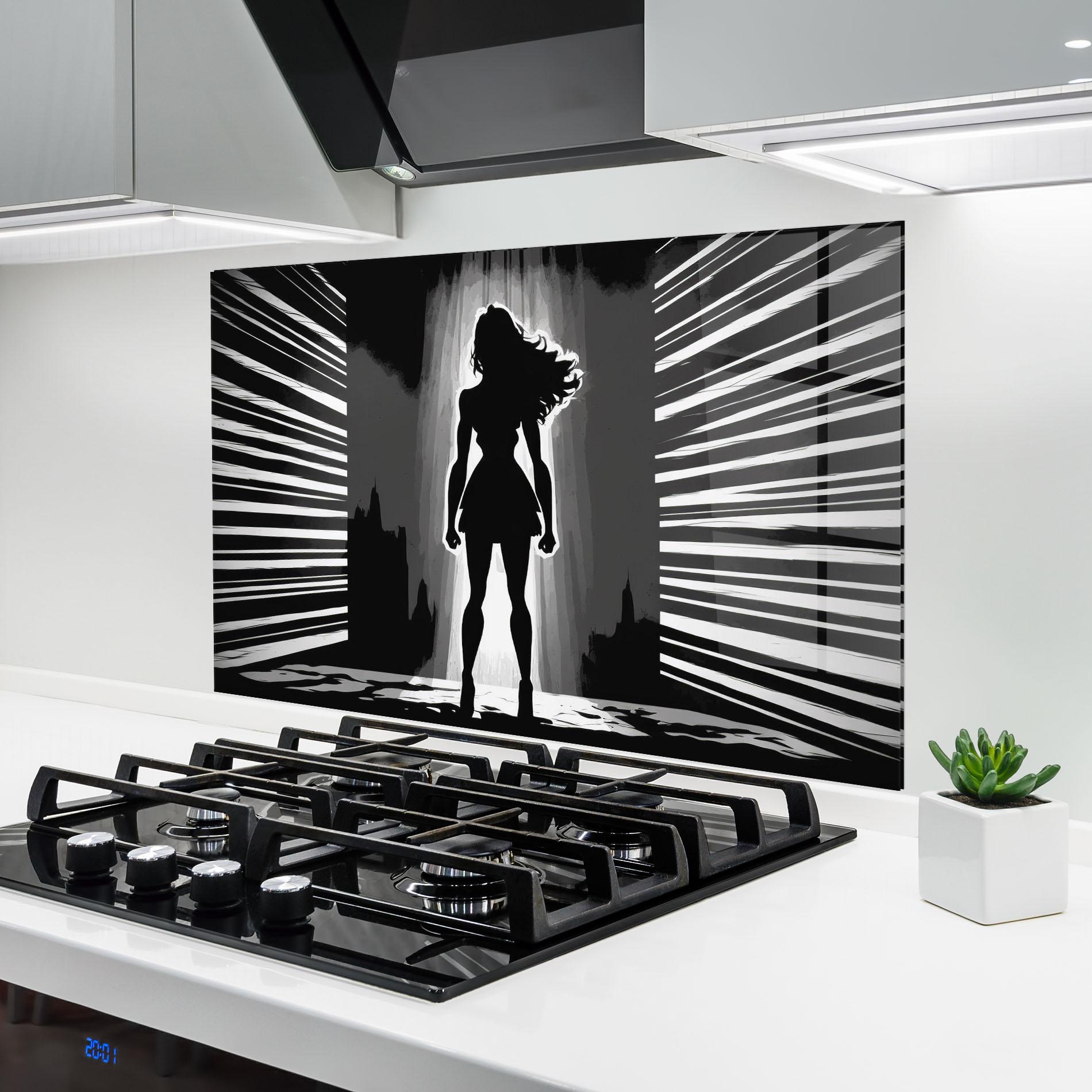 Küchenrückwand Glas Dark Girl Power mockup 6