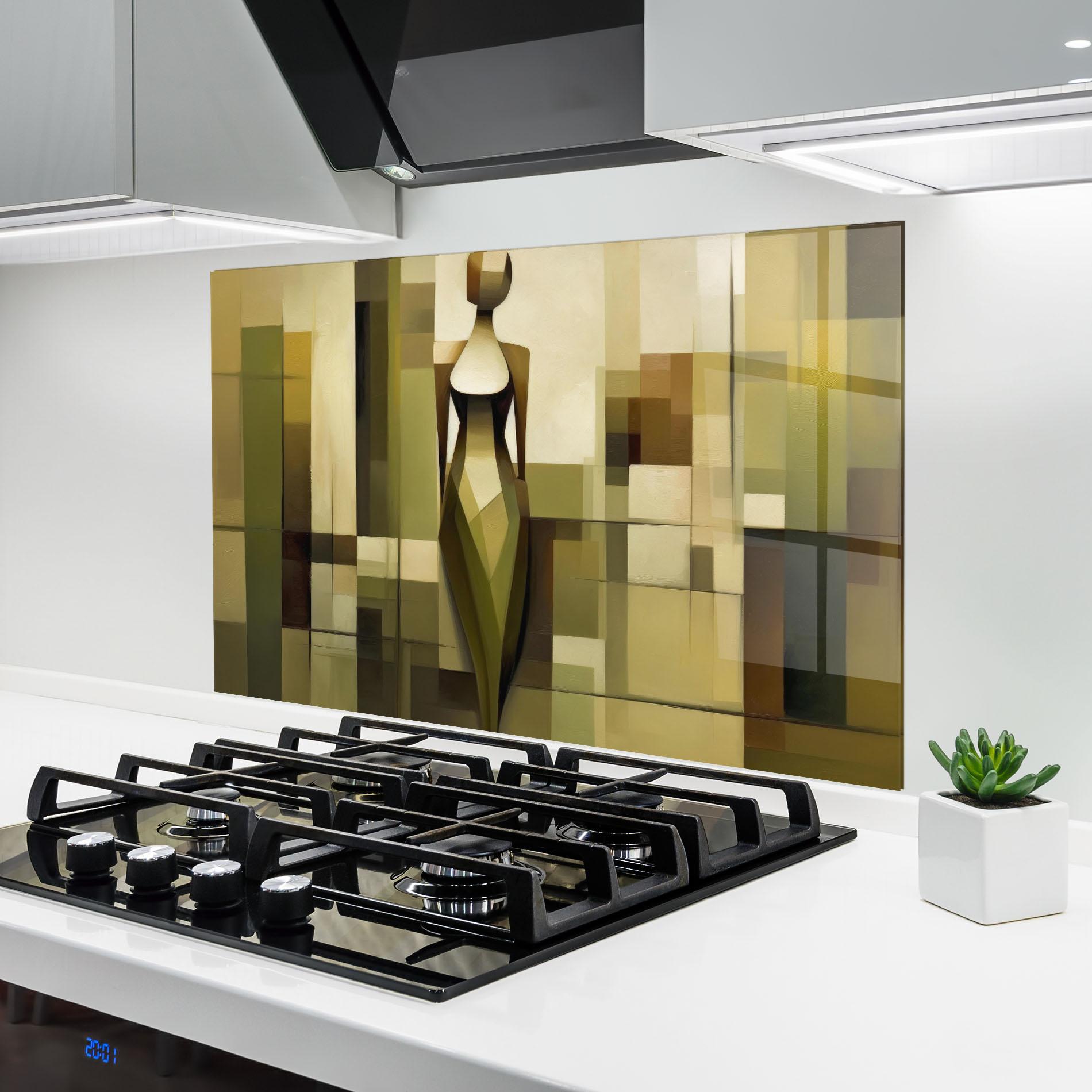 Küchenrückwand Glas Olive Green Shilouete mockup 6