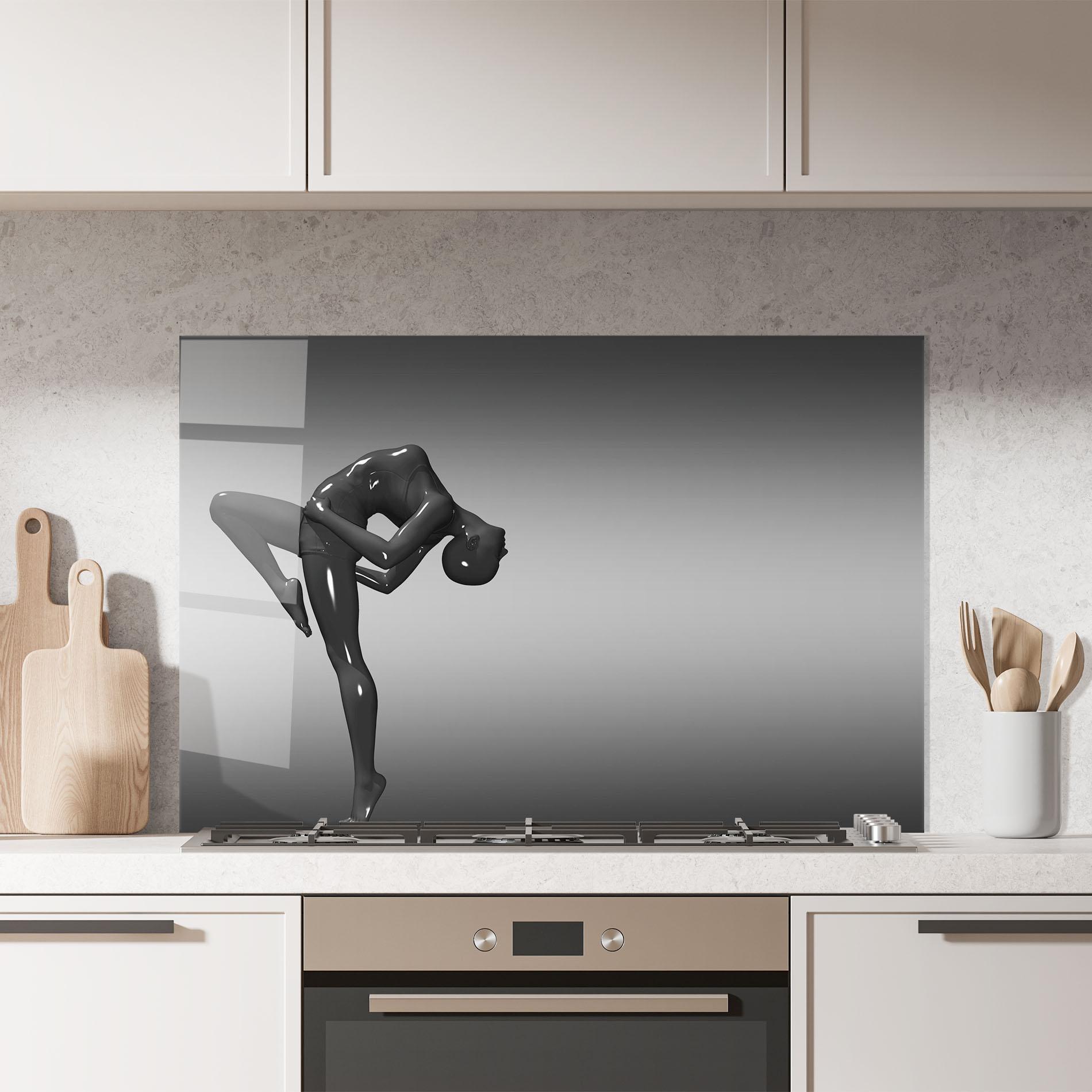 Küchenrückwand Glas Black Glossy Female Dancer mockup 7