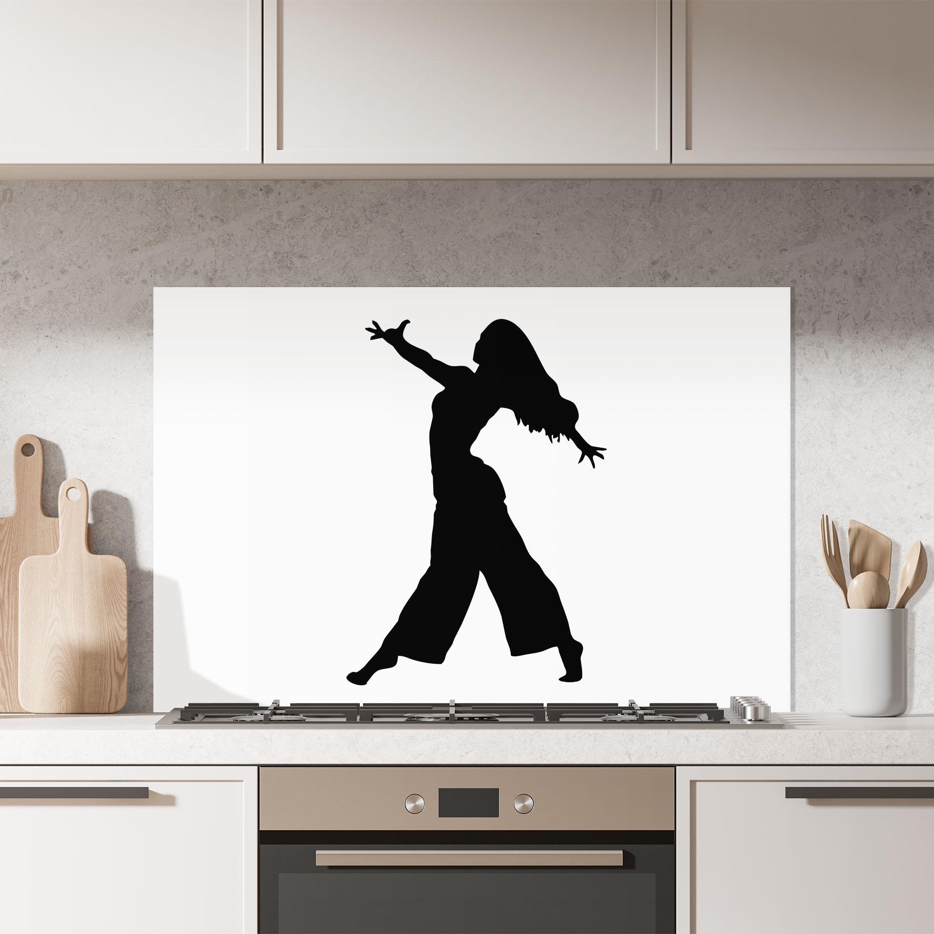 Küchenrückwand Glas Dance Silhouette mockup 7