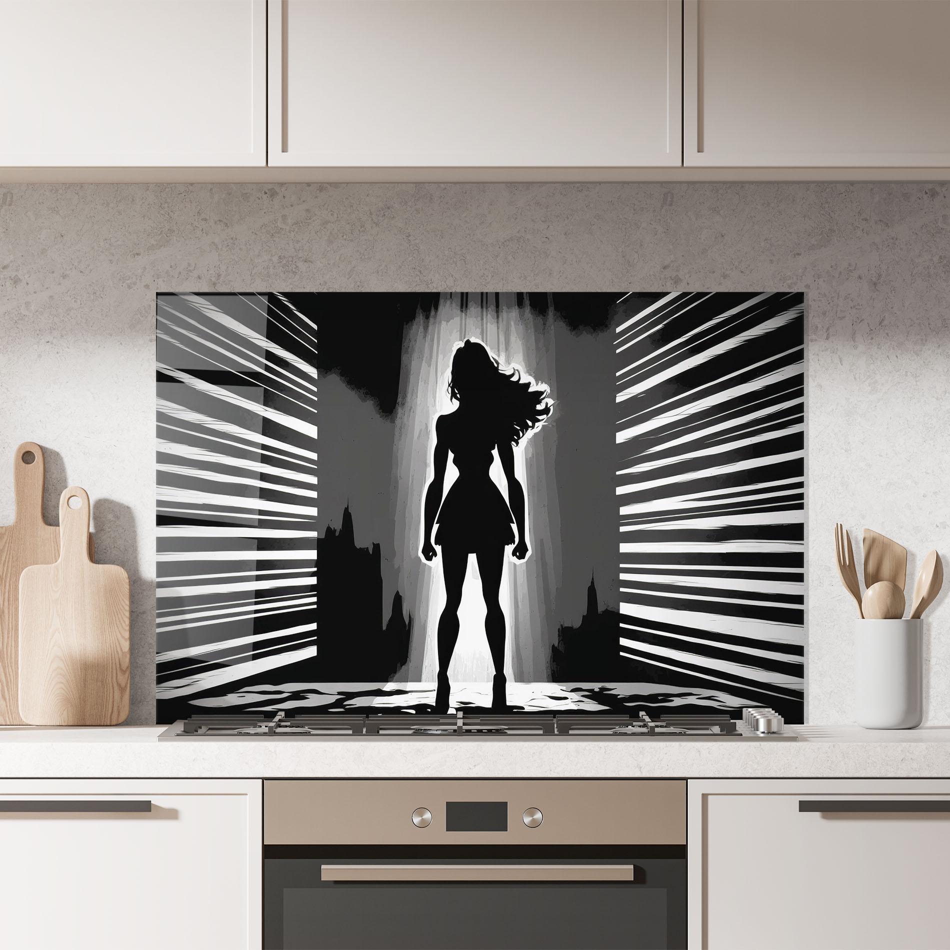 Küchenrückwand Glas Dark Girl Power mockup 7