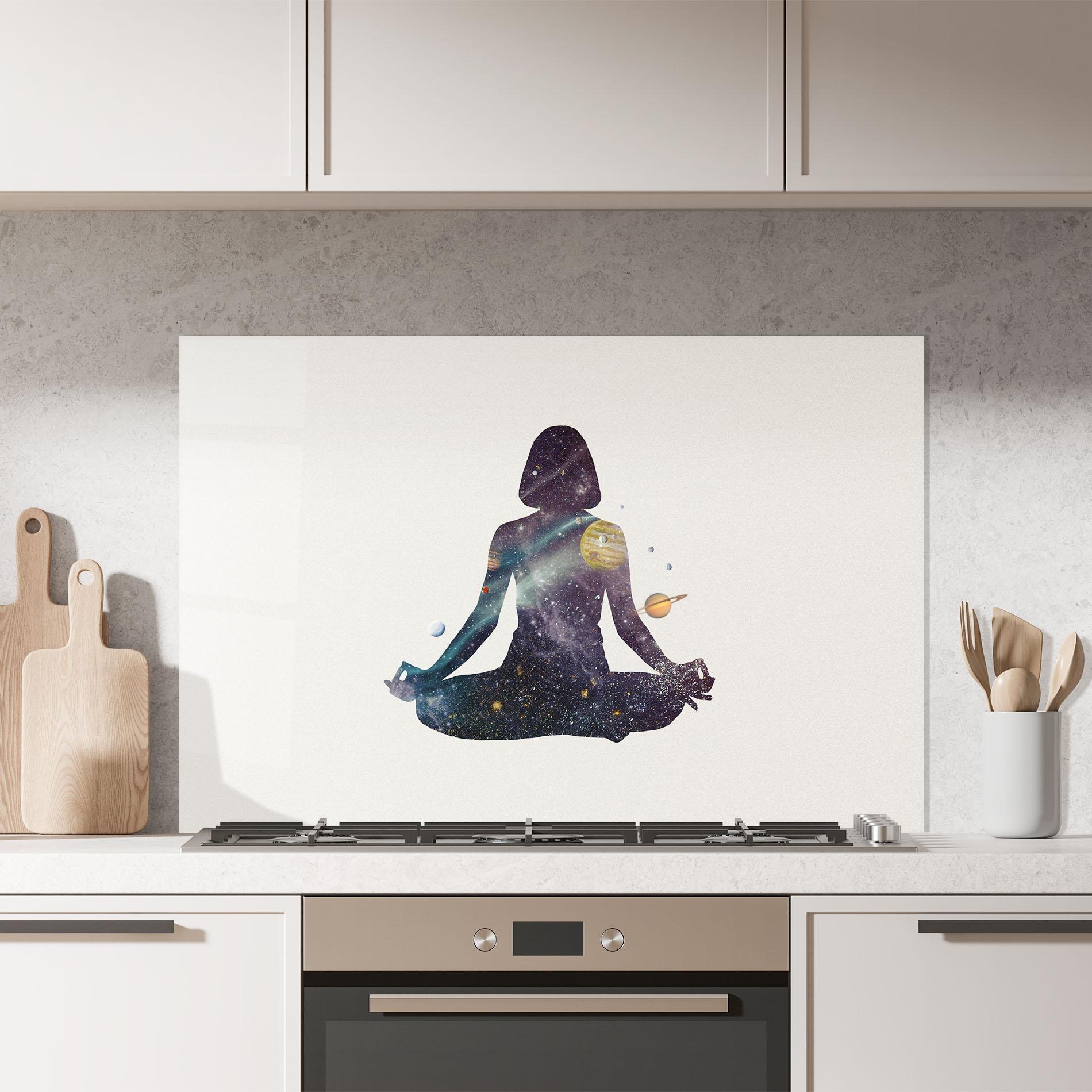 Küchenrückwand Glas Galaxy Woman Shilouette mockup 7