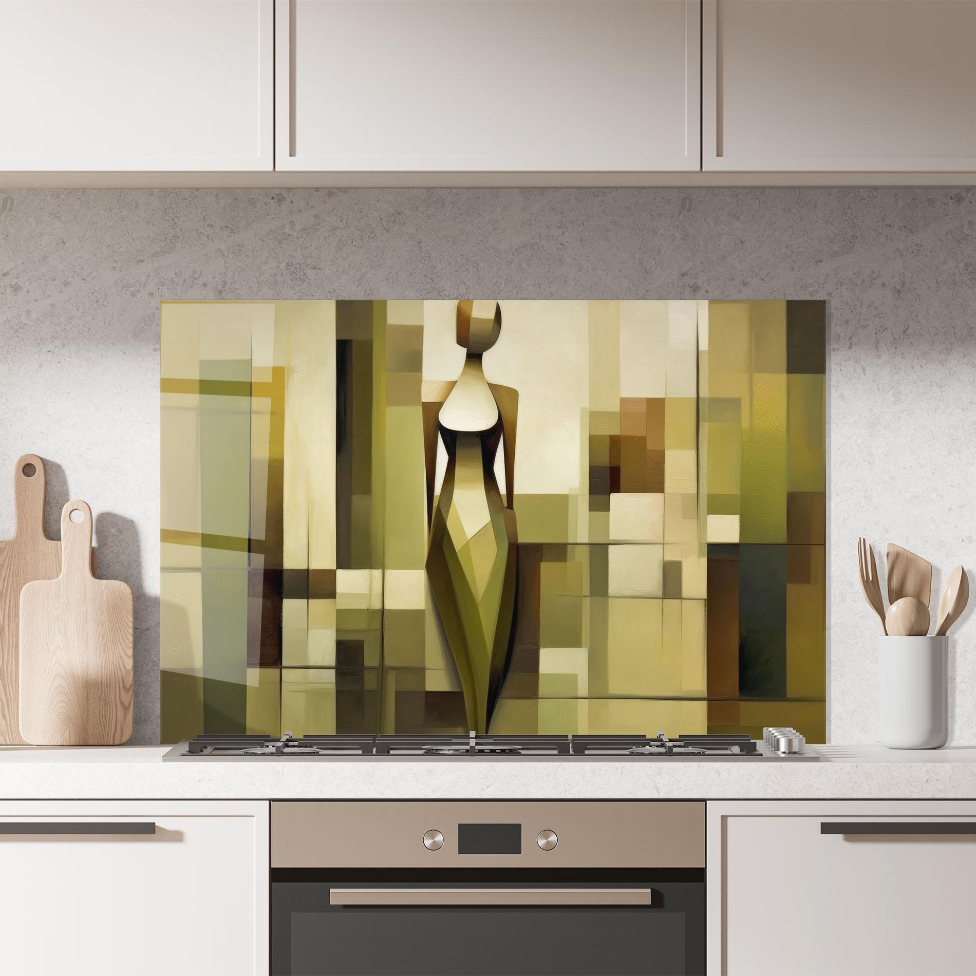 Küchenrückwand Glas Olive Green Shilouete mockup 7