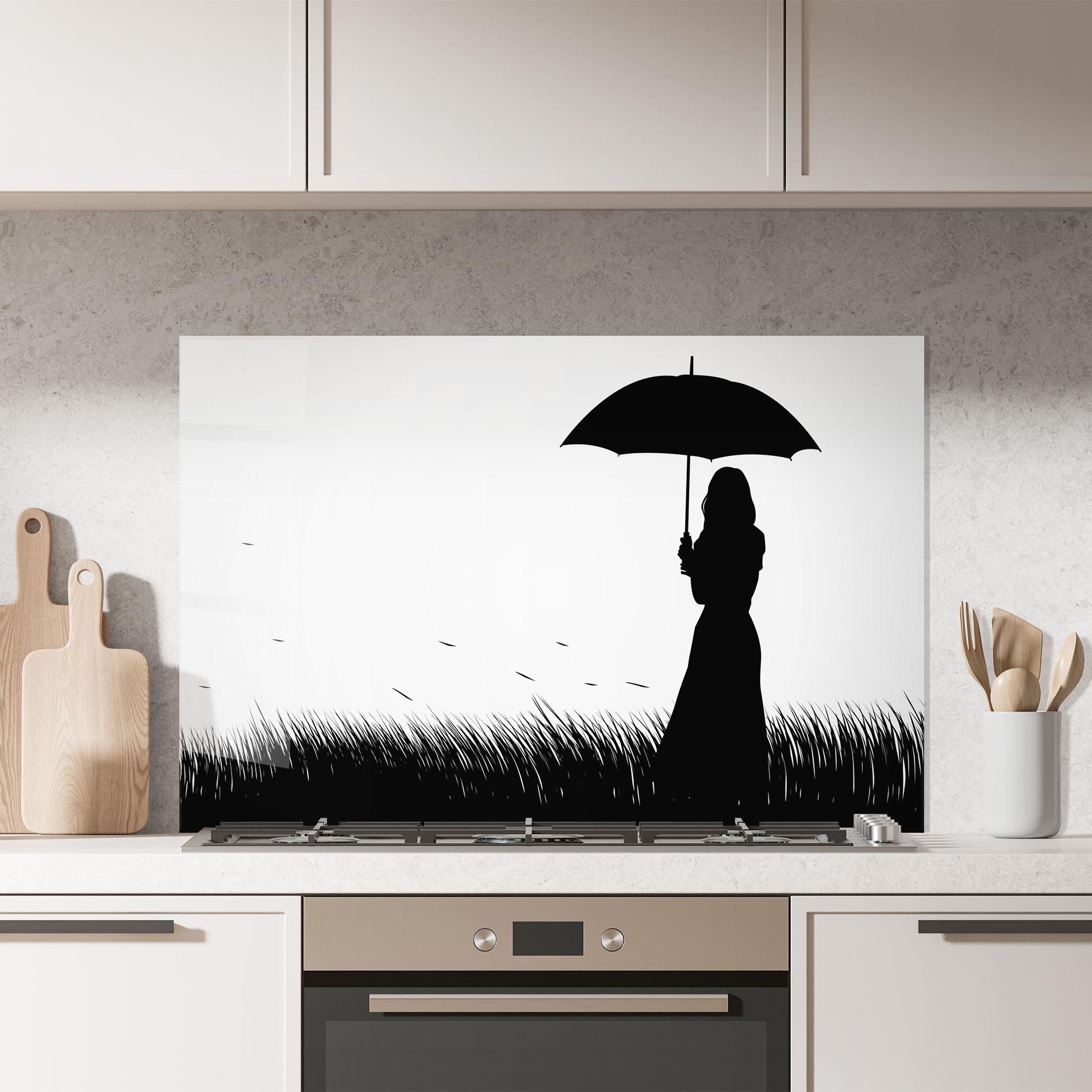 Küchenrückwand Glas Umbrella Girl mockup 7