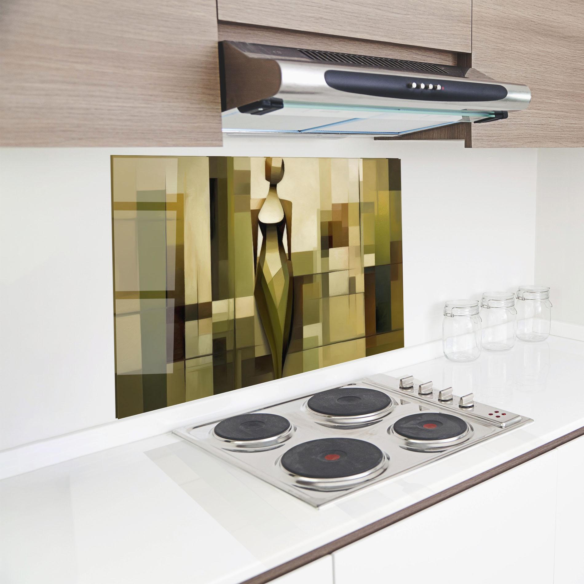 Küchenrückwand Glas Olive Green Shilouete mockup 8