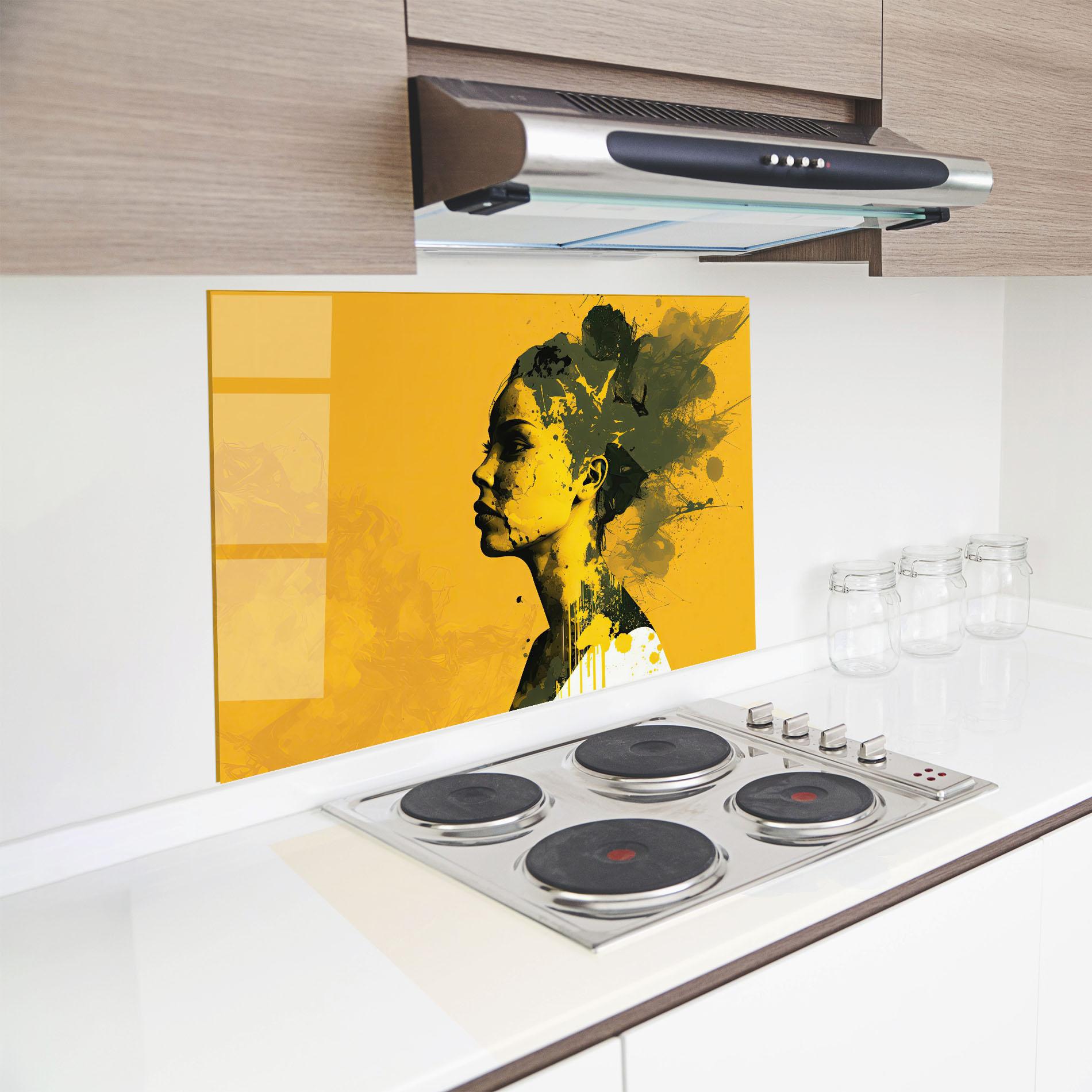 Küchenrückwand Glas Thinking Yellow mockup 8