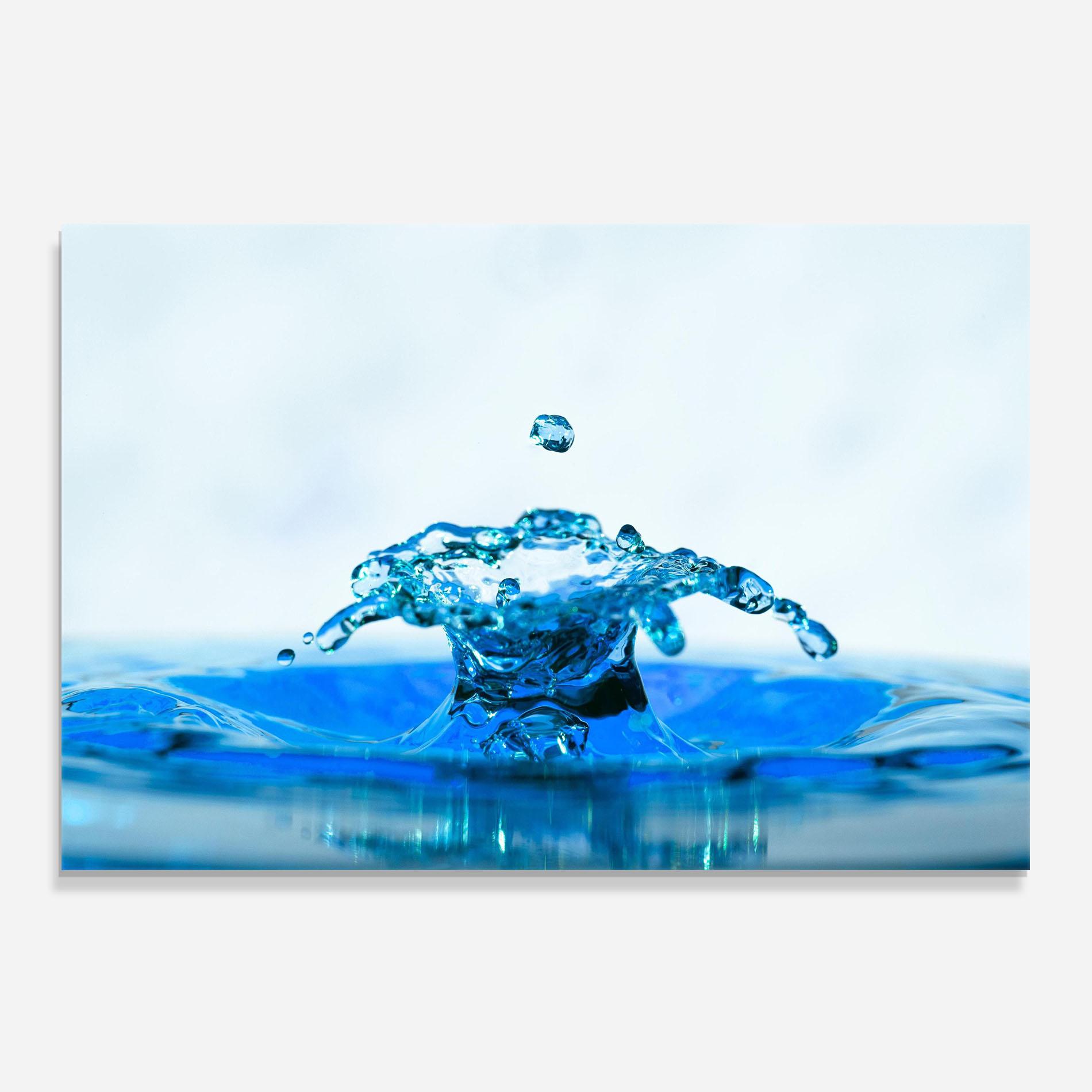 Küchenrückwand Glas Blue Water Splash mockup 0