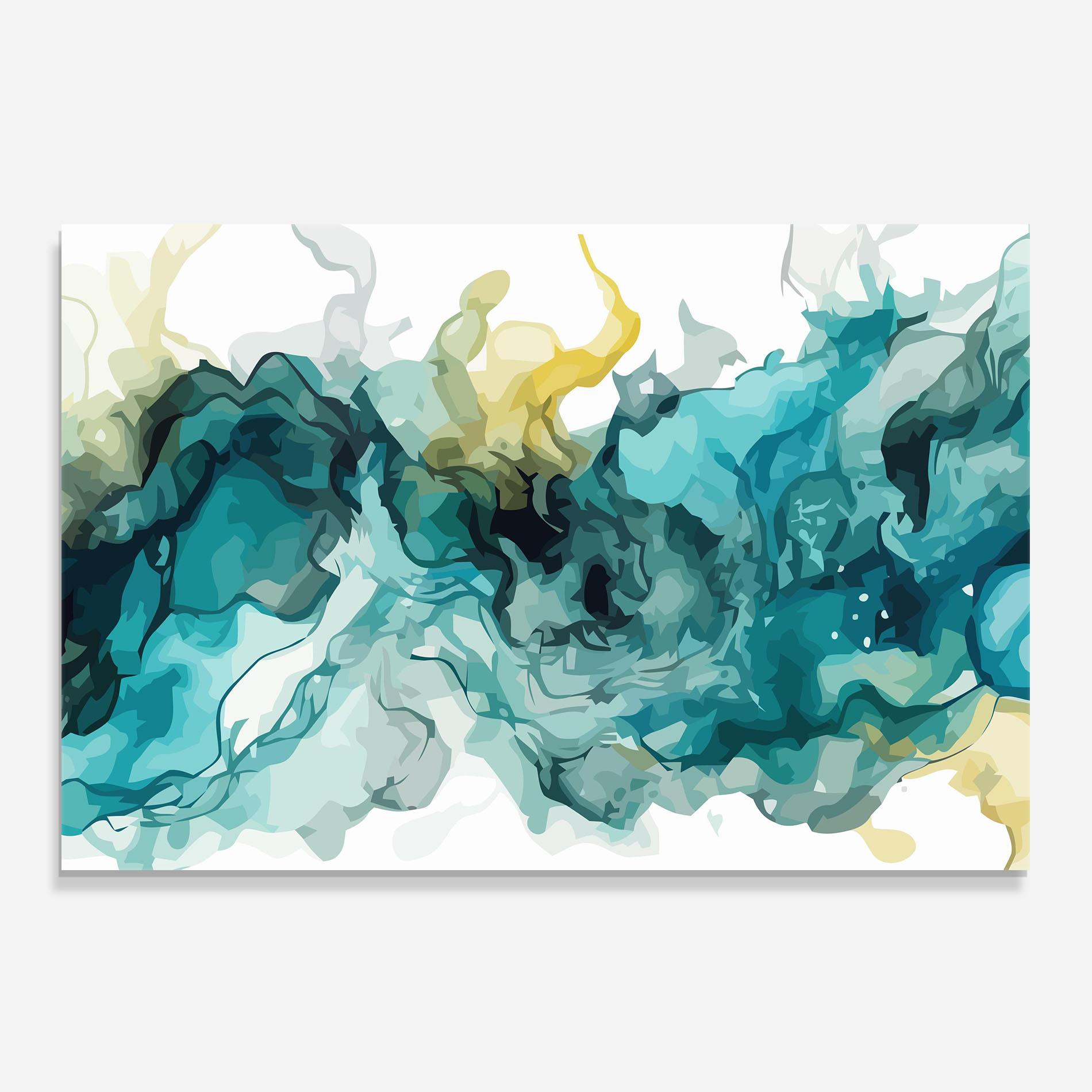 Küchenrückwand Glas Blue Yellow Art mockup 0