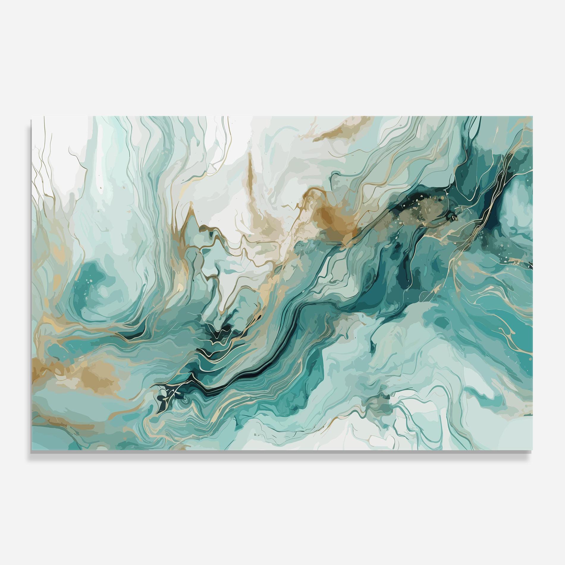 Küchenrückwand Glas Green Gold Water mockup 0