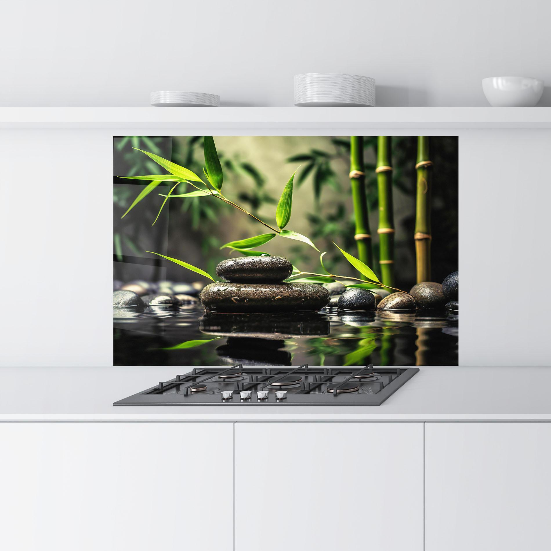 Küchenrückwand Glas Bamboo Plant Water mockup 9