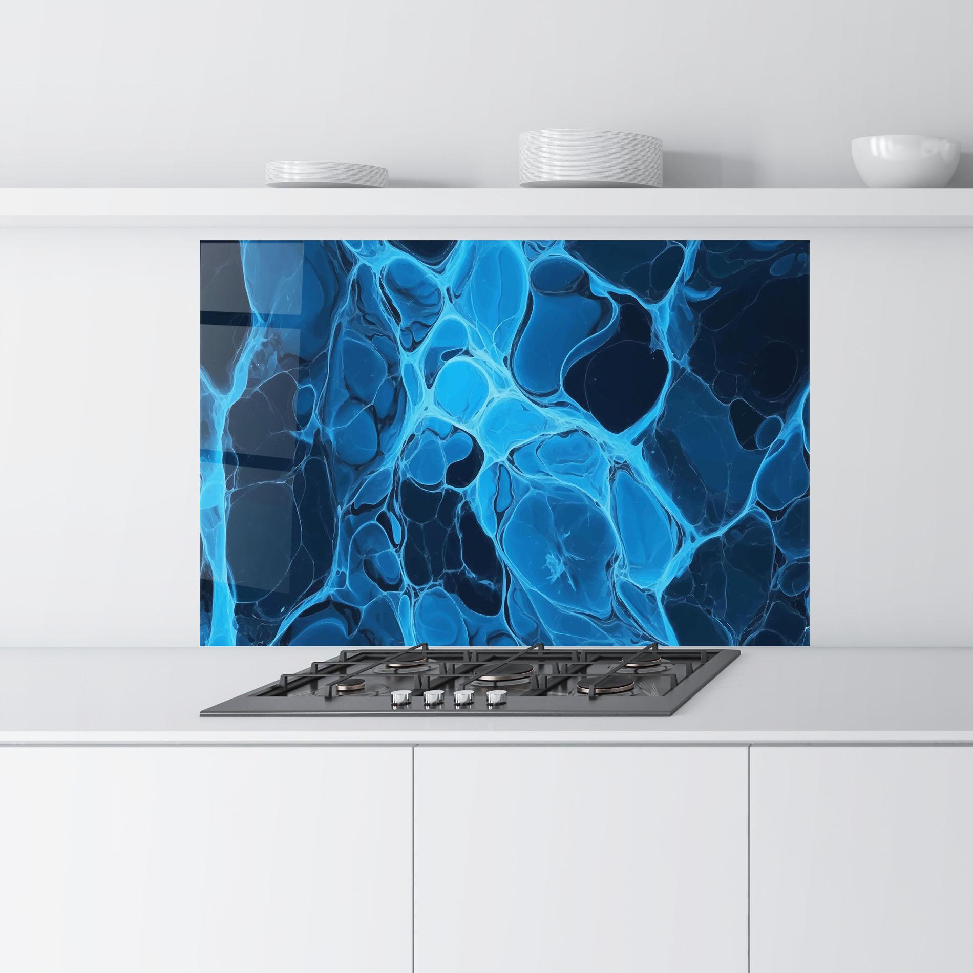 Küchenrückwand Glas Blue Shade Water mockup 9