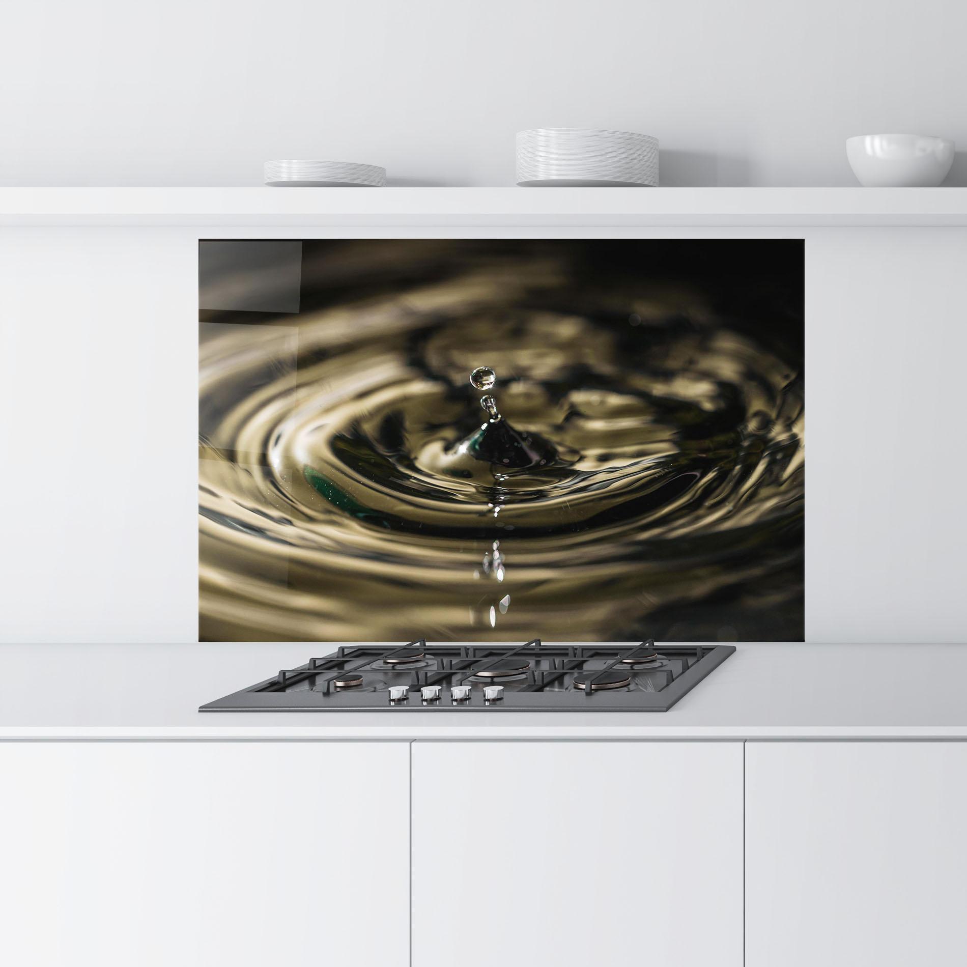 Küchenrückwand Glas Brown Water Drop mockup 9