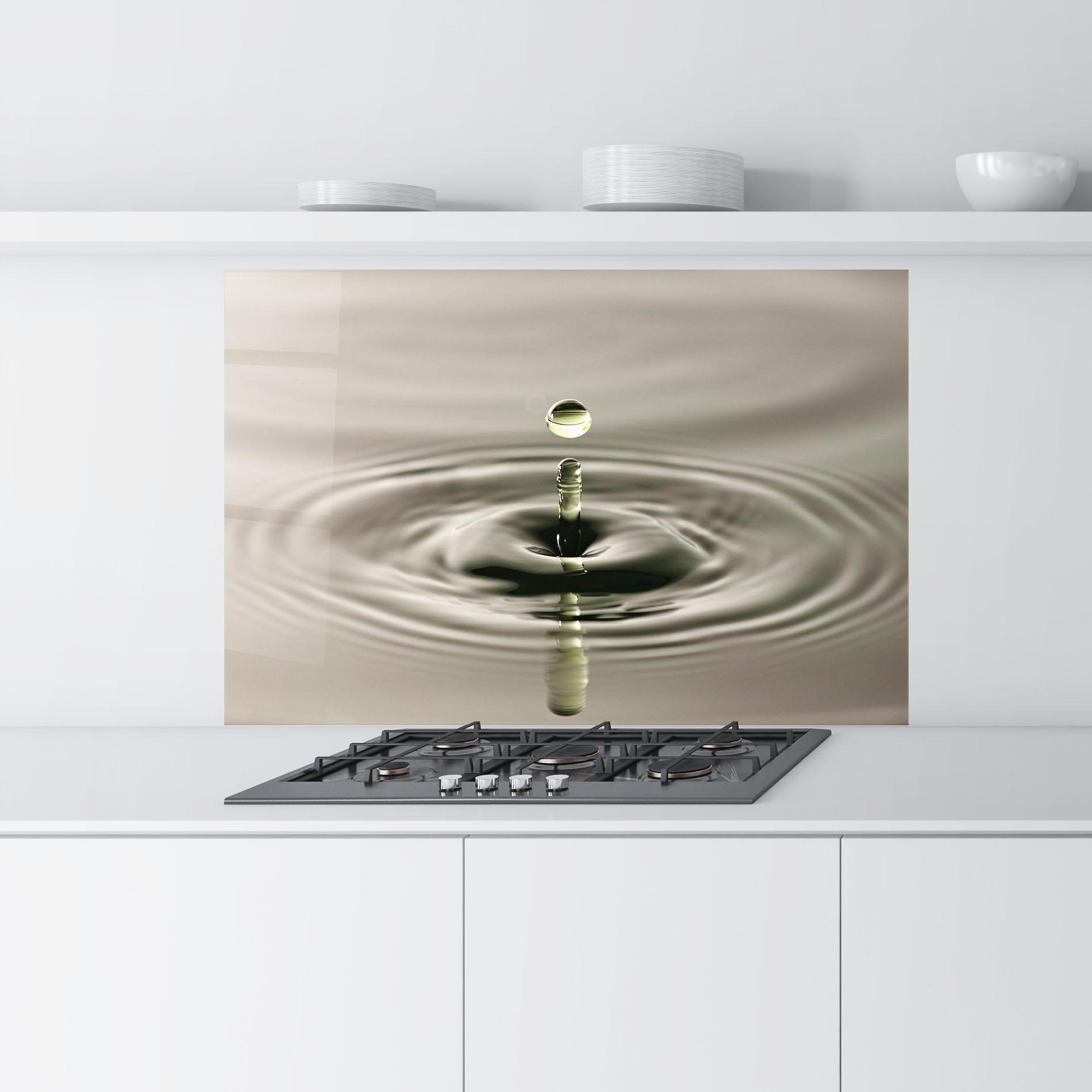 Küchenrückwand Glas Green Water Drop mockup 9