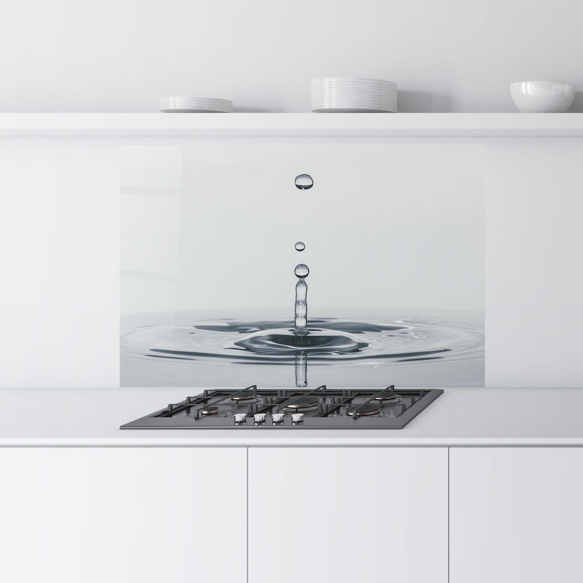 Küchenrückwand Glas Grey Water Drop mockup 9
