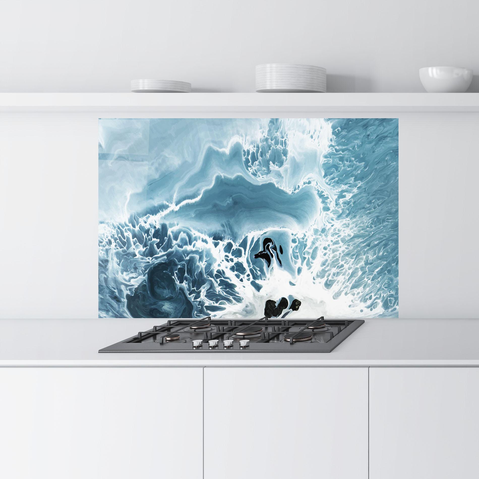 Küchenrückwand Glas Light Blue Ocean mockup 9