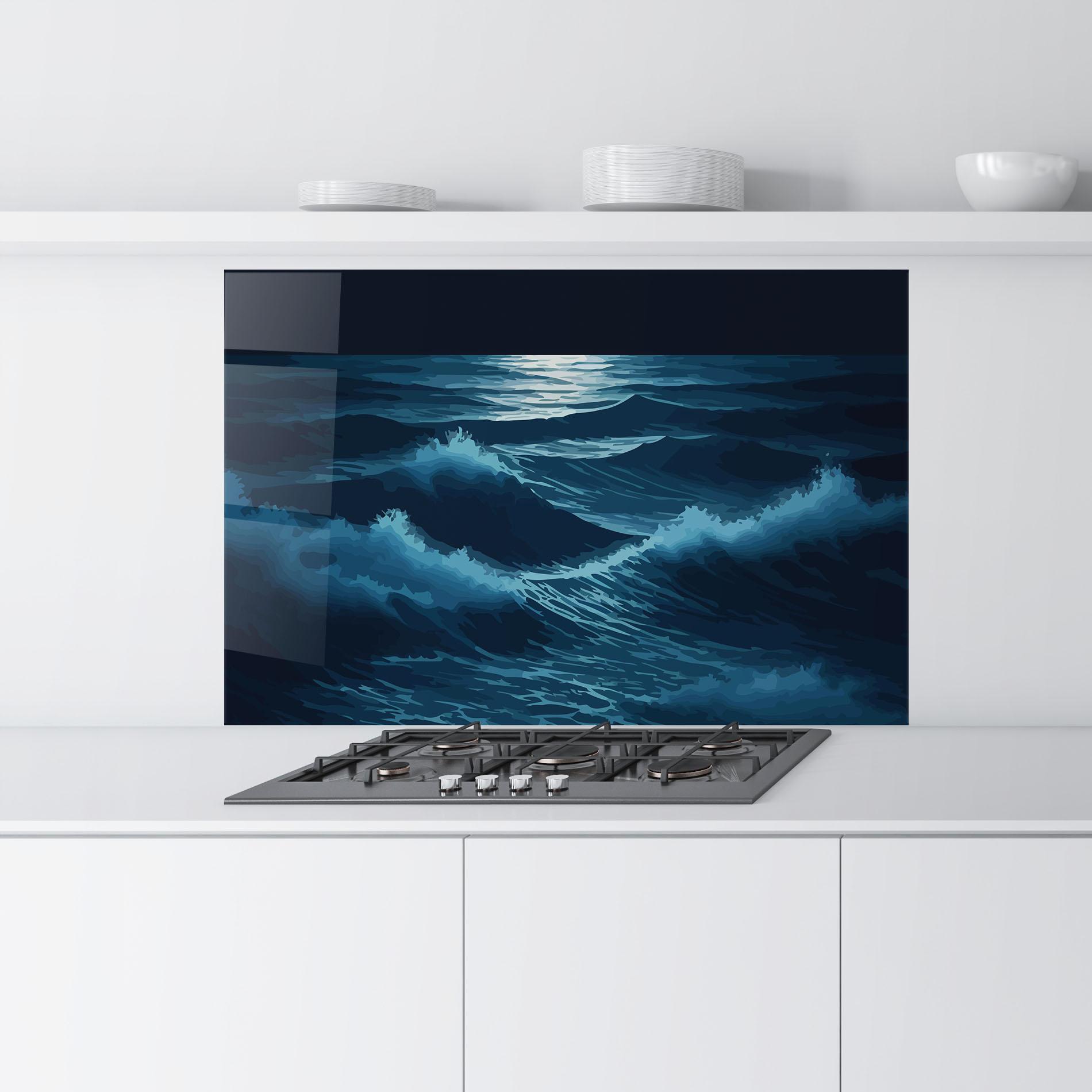 Küchenrückwand Glas Ocean Wave mockup 9