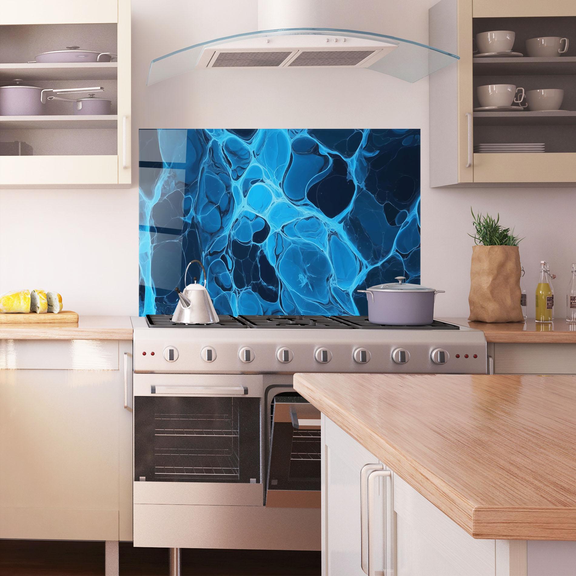 Küchenrückwand Glas Blue Shade Water mockup 1