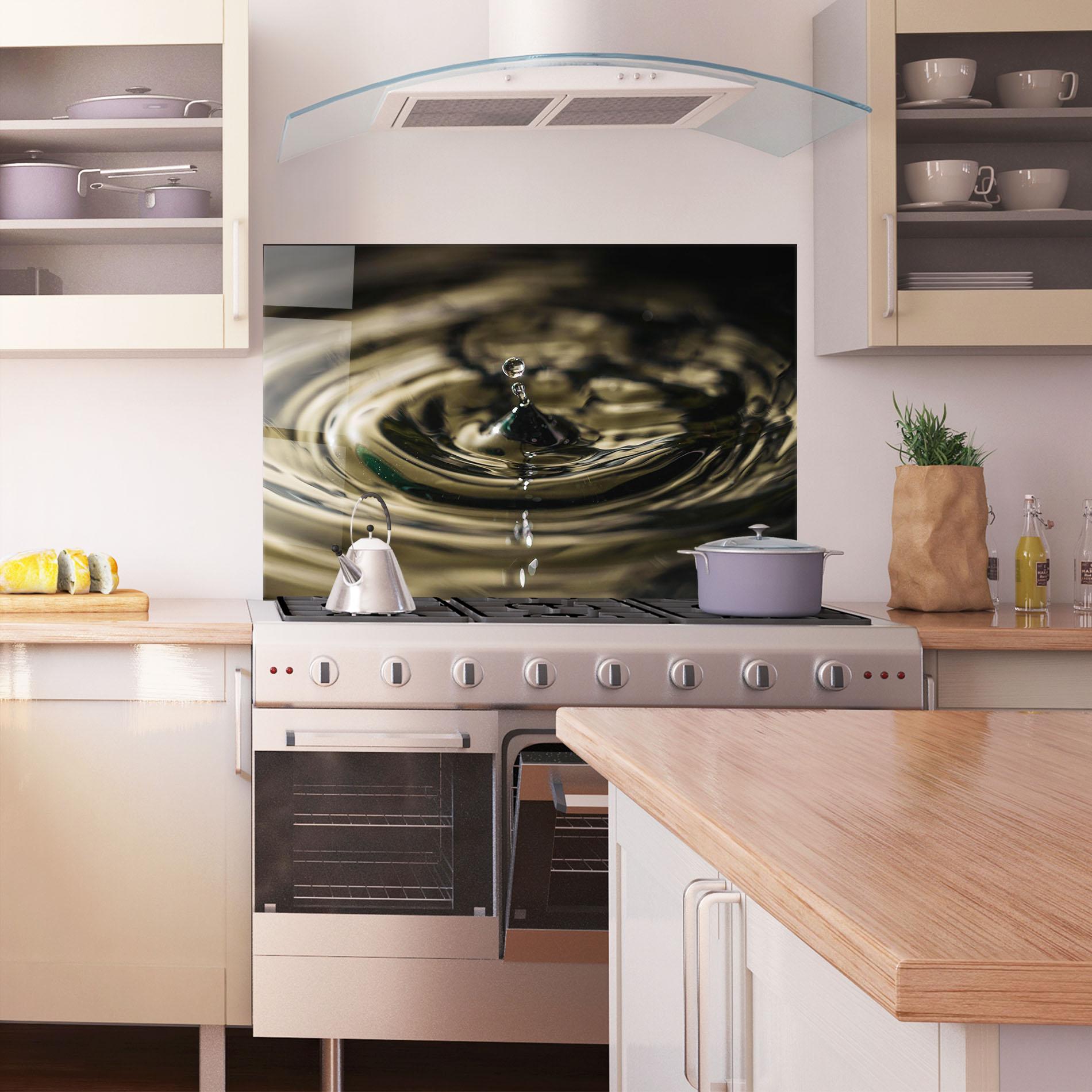 Küchenrückwand Glas Brown Water Drop mockup 1
