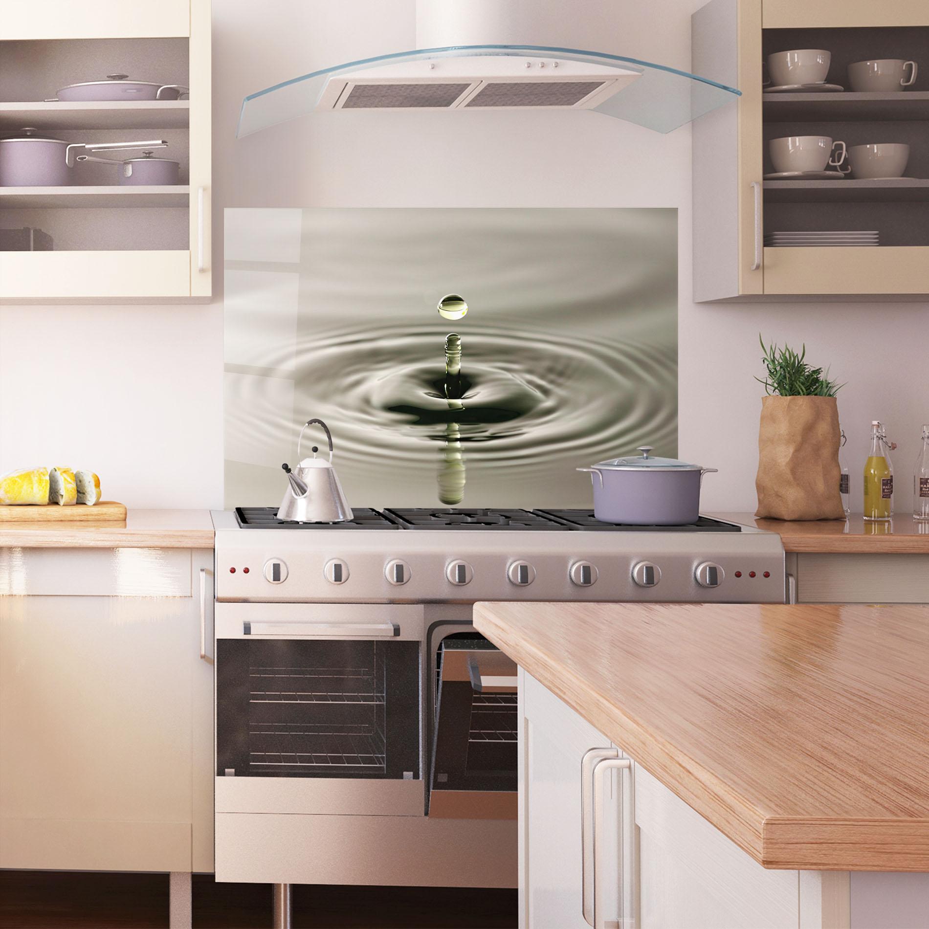 Küchenrückwand Glas Green Water Drop mockup 1