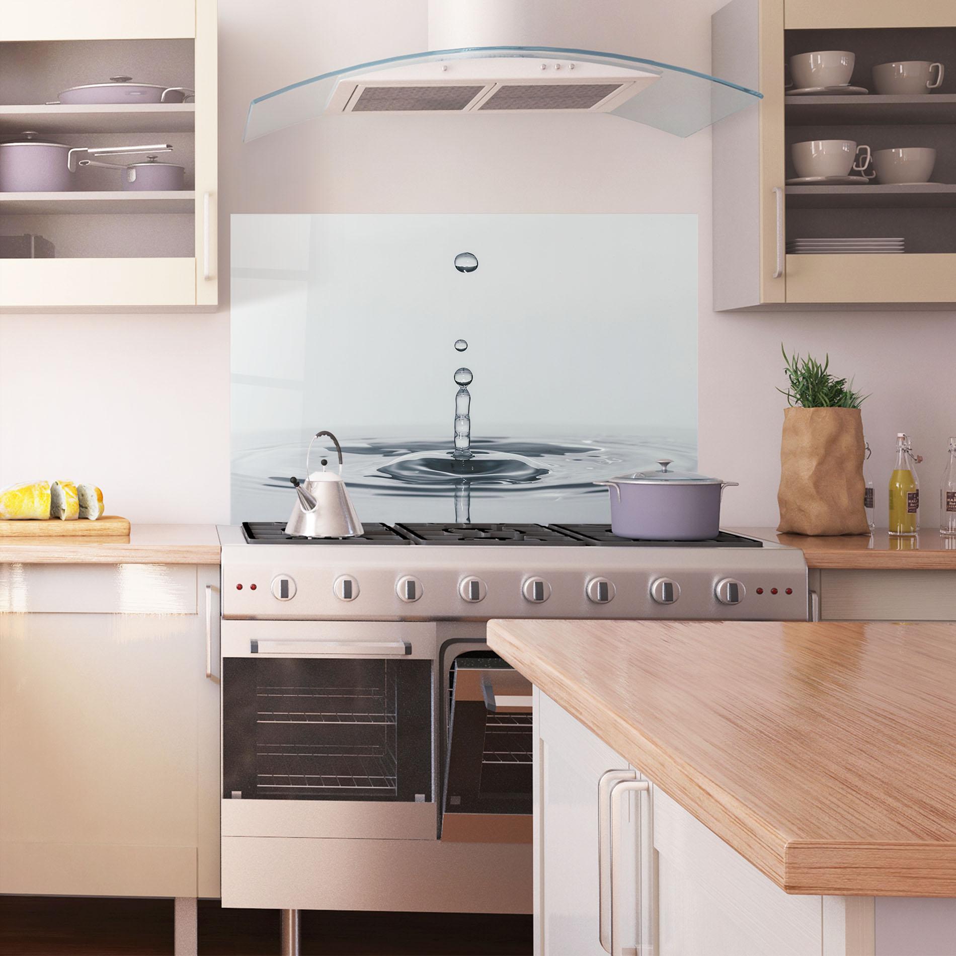 Küchenrückwand Glas Grey Water Drop mockup 1
