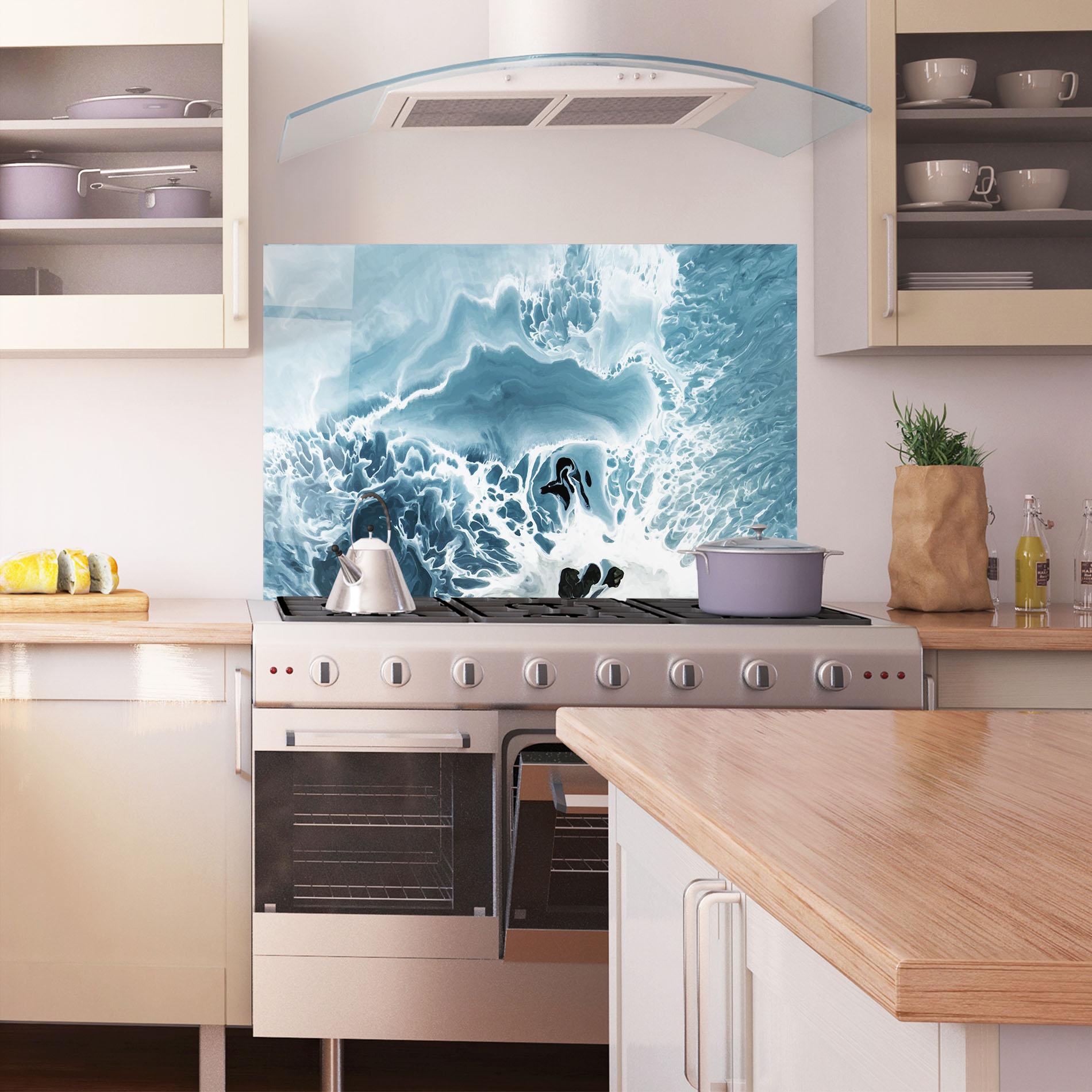 Küchenrückwand Glas Light Blue Ocean mockup 1