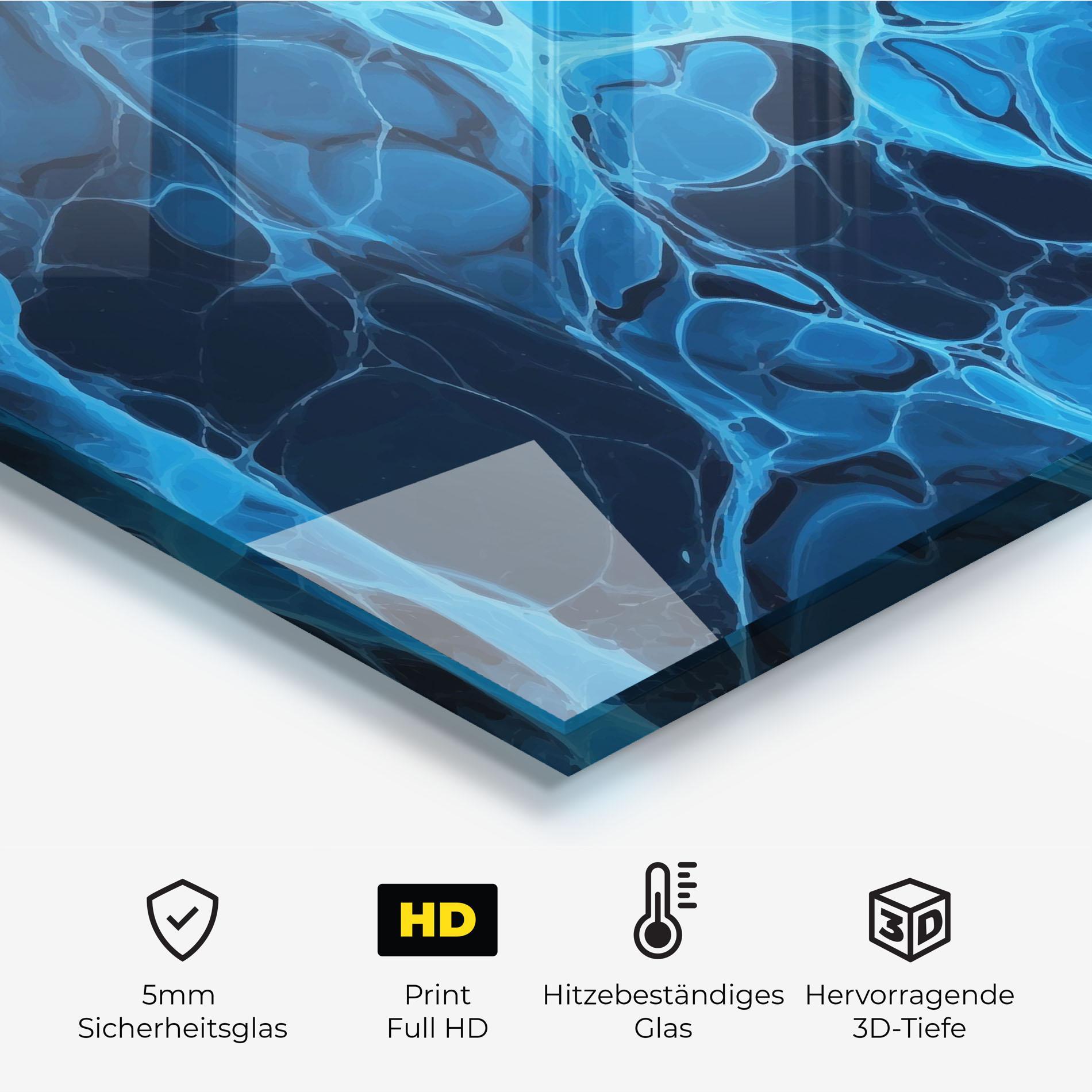 Küchenrückwand Glas Blue Shade Water mockup 2