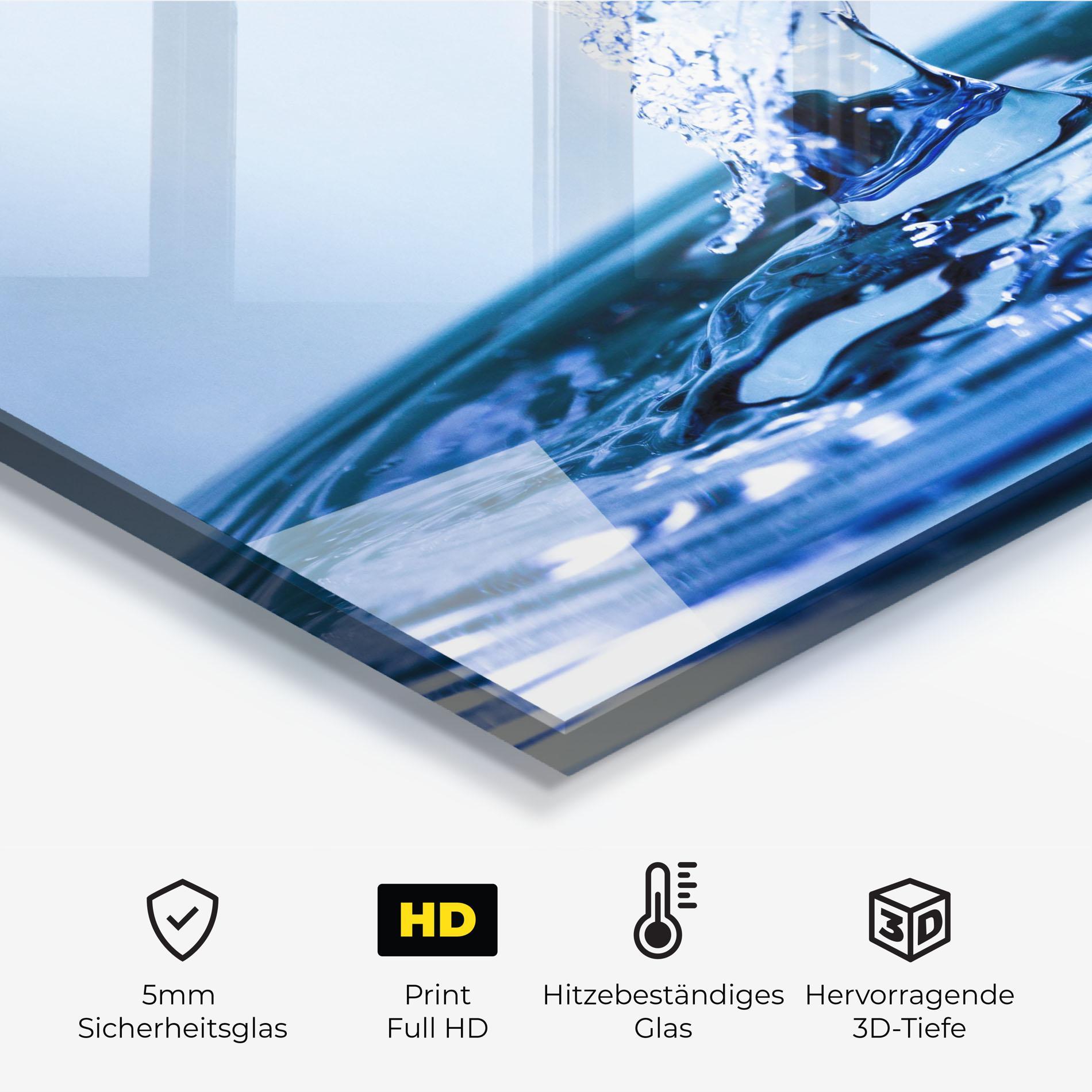 Küchenrückwand Glas Clear Water Splash mockup 2