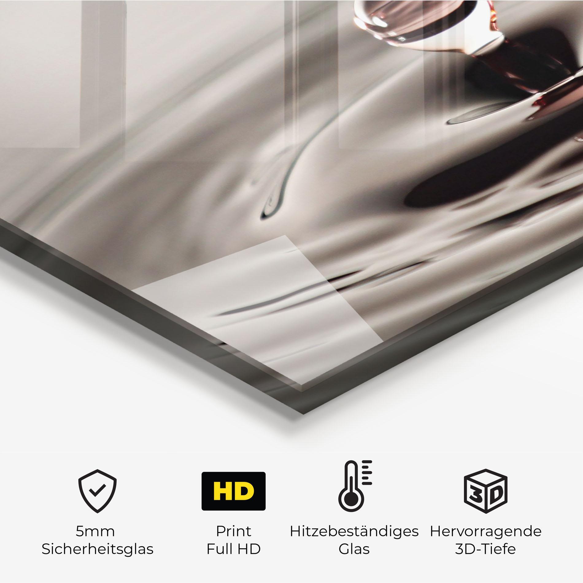 Küchenrückwand Glas Close Red Water Drop mockup 2