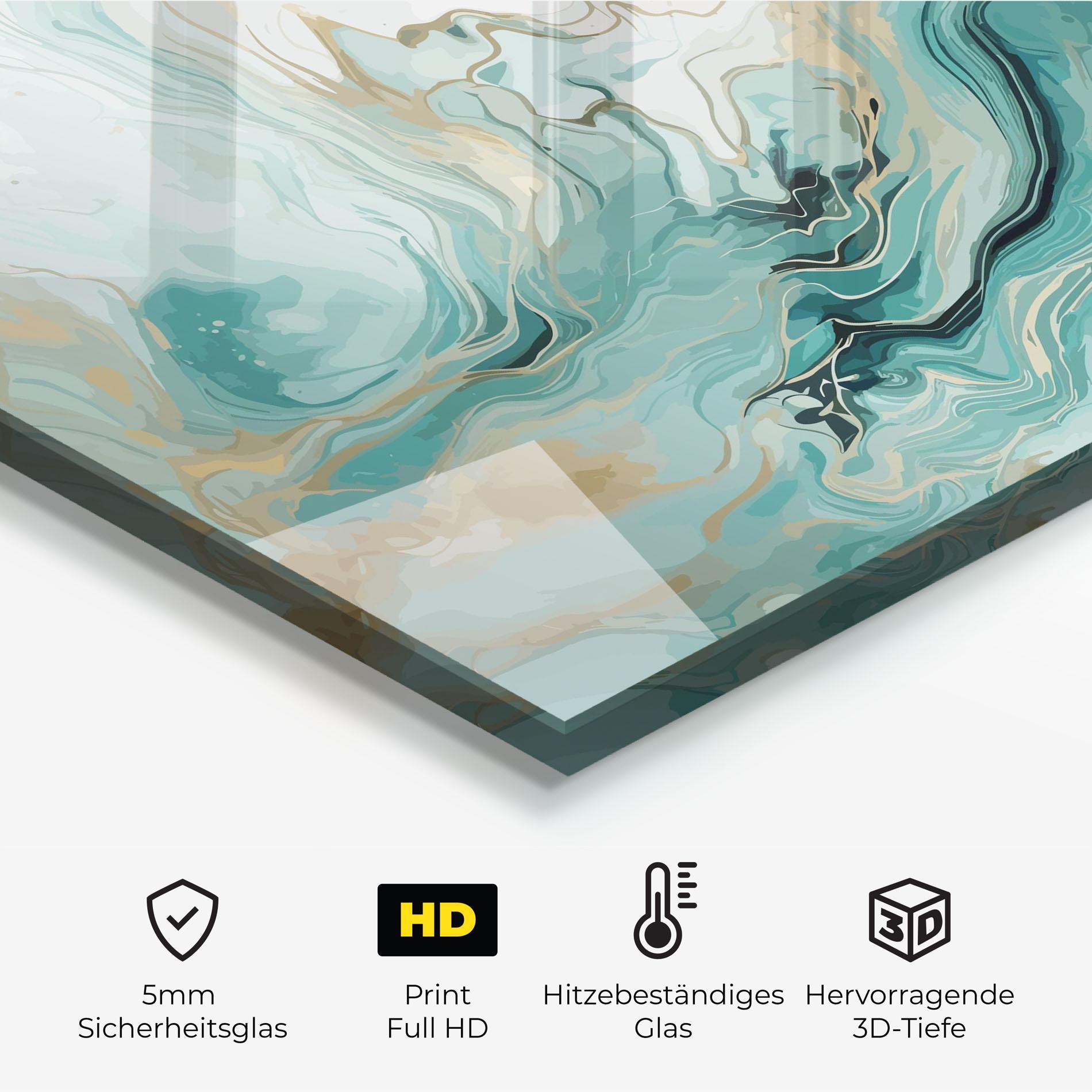 Küchenrückwand Glas Green Gold Water mockup 2