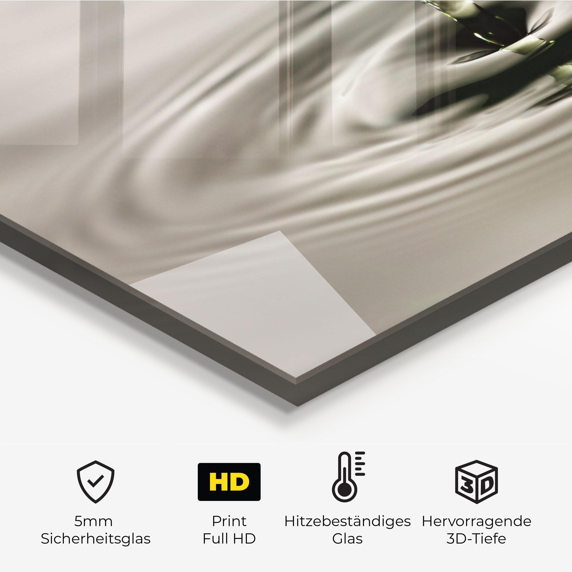 Küchenrückwand Glas Green Water Drop mockup 2