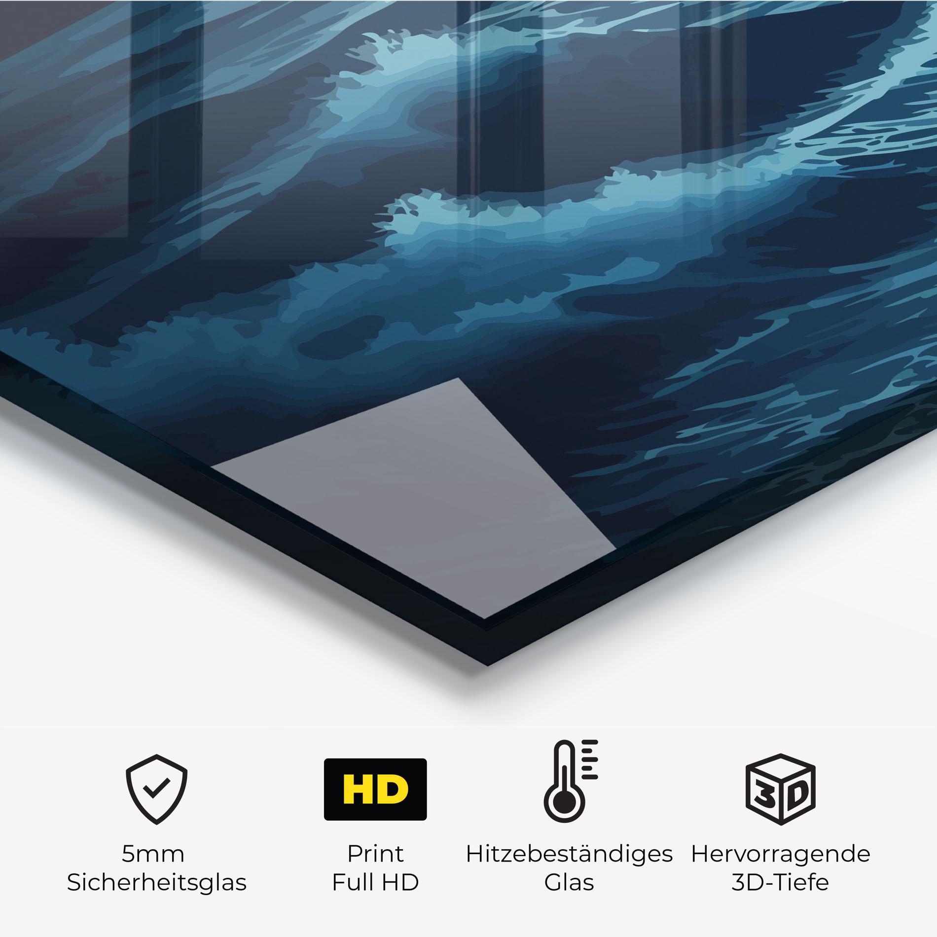 Küchenrückwand Glas Ocean Wave mockup 2