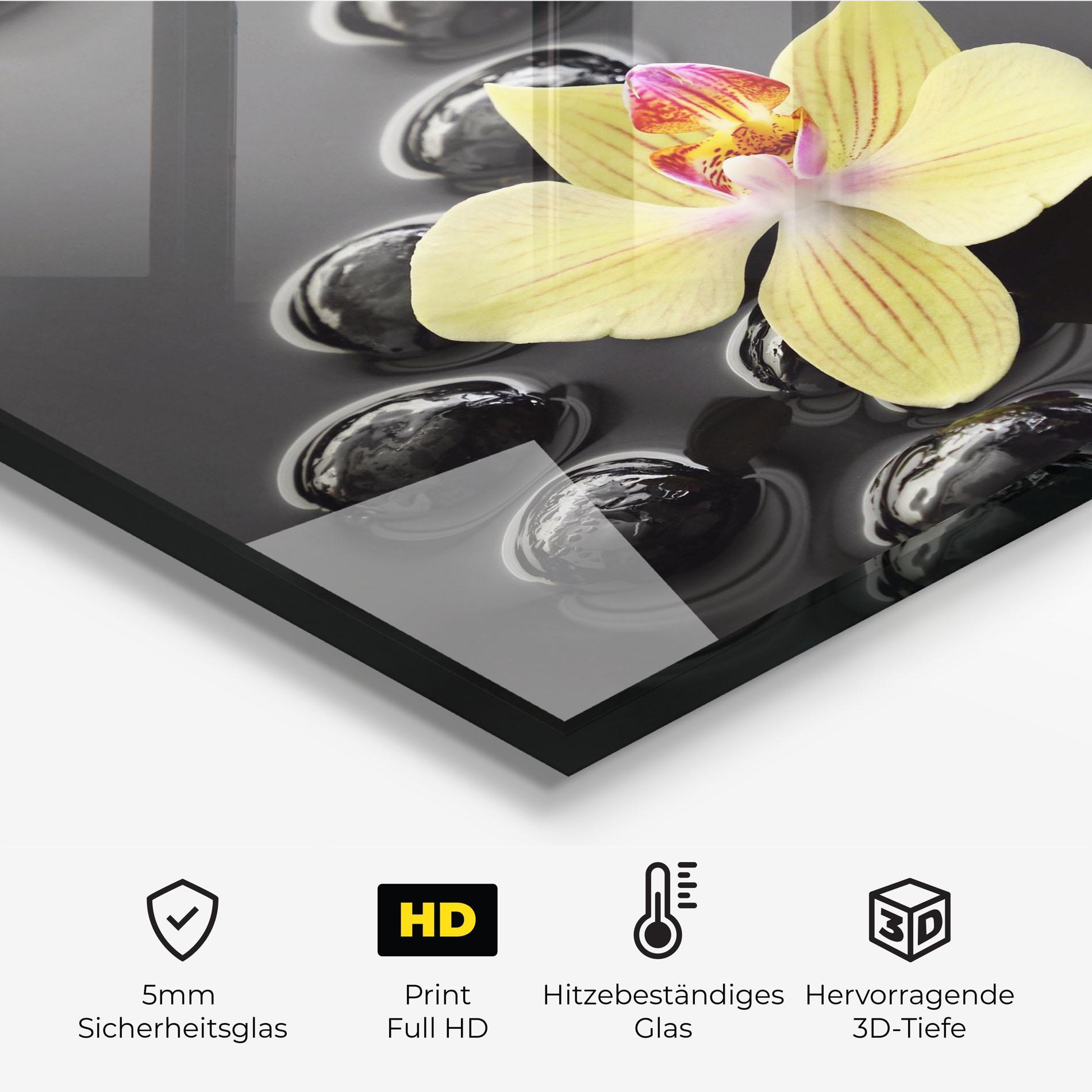 Küchenrückwand Glas Orchid In Water mockup 2