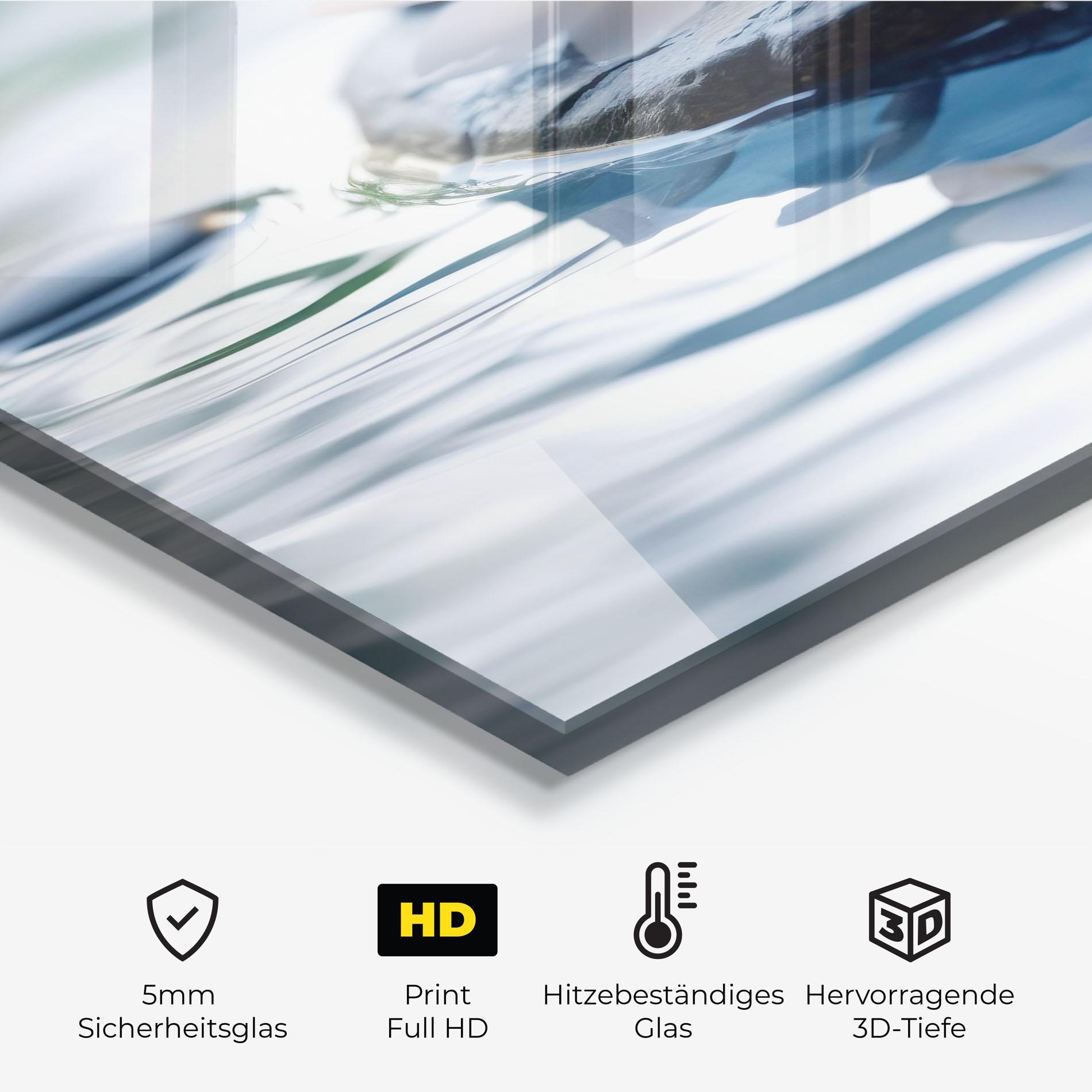 Küchenrückwand Glas Water White Flowers mockup 2