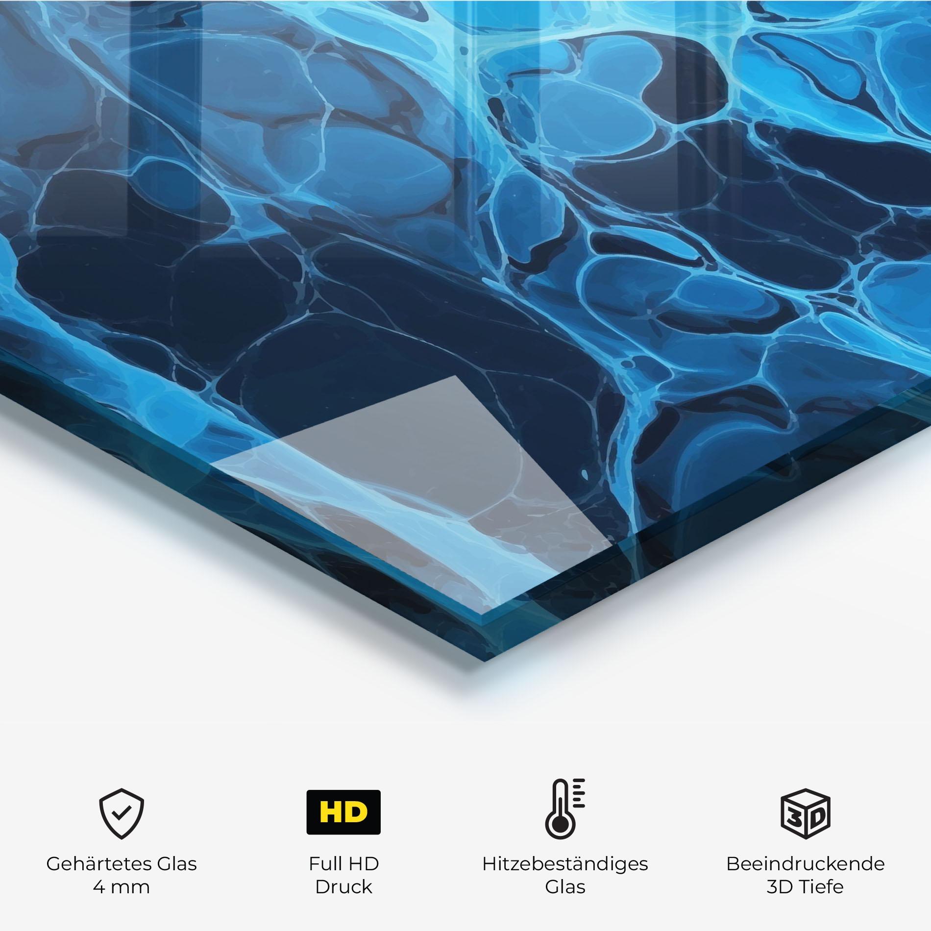 Küchenrückwand Glas Blue Shade Water mockup 2