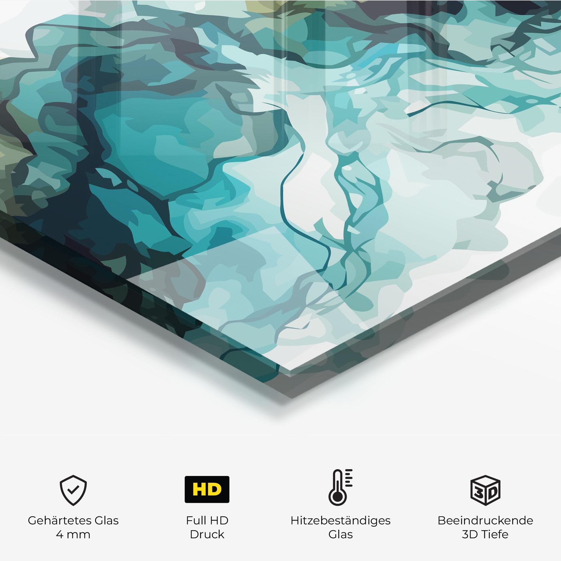 Küchenrückwand Glas Blue Yellow Art mockup 2