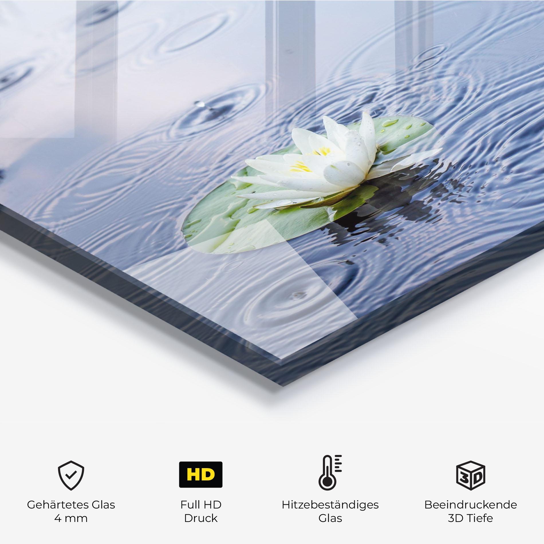 Küchenrückwand Glas Clear Lake Rain mockup 2