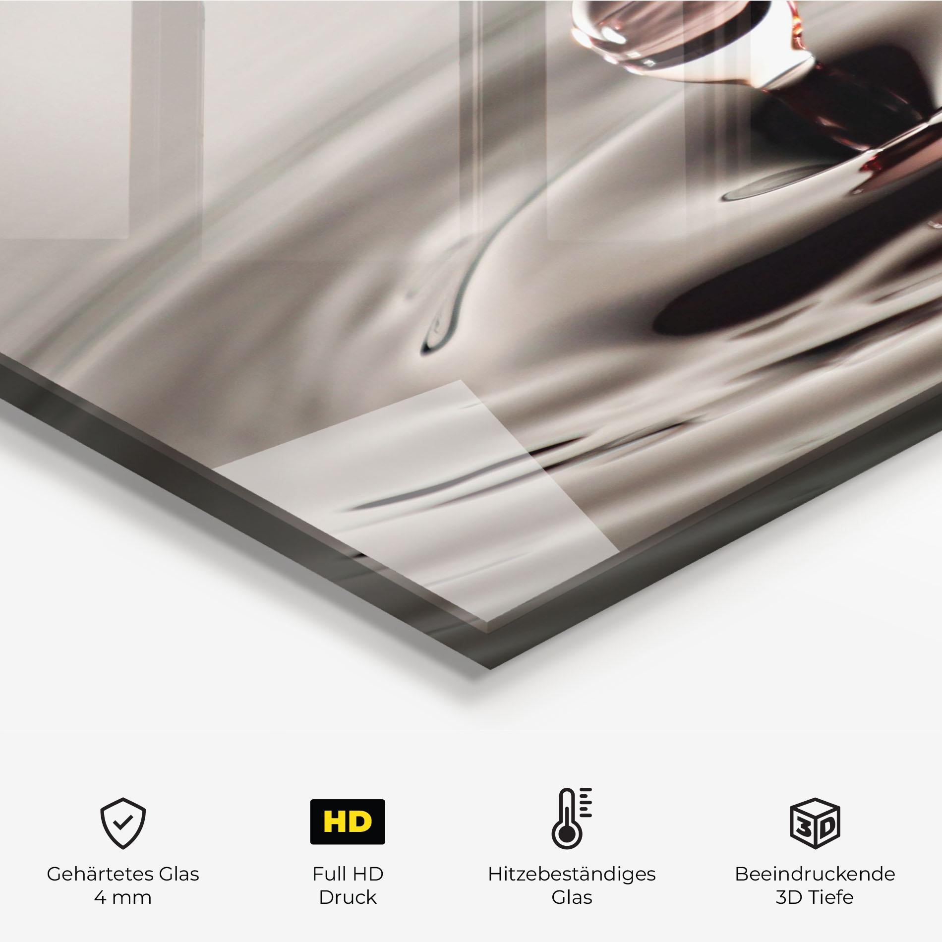 Küchenrückwand Glas Close Red Water Drop mockup 2