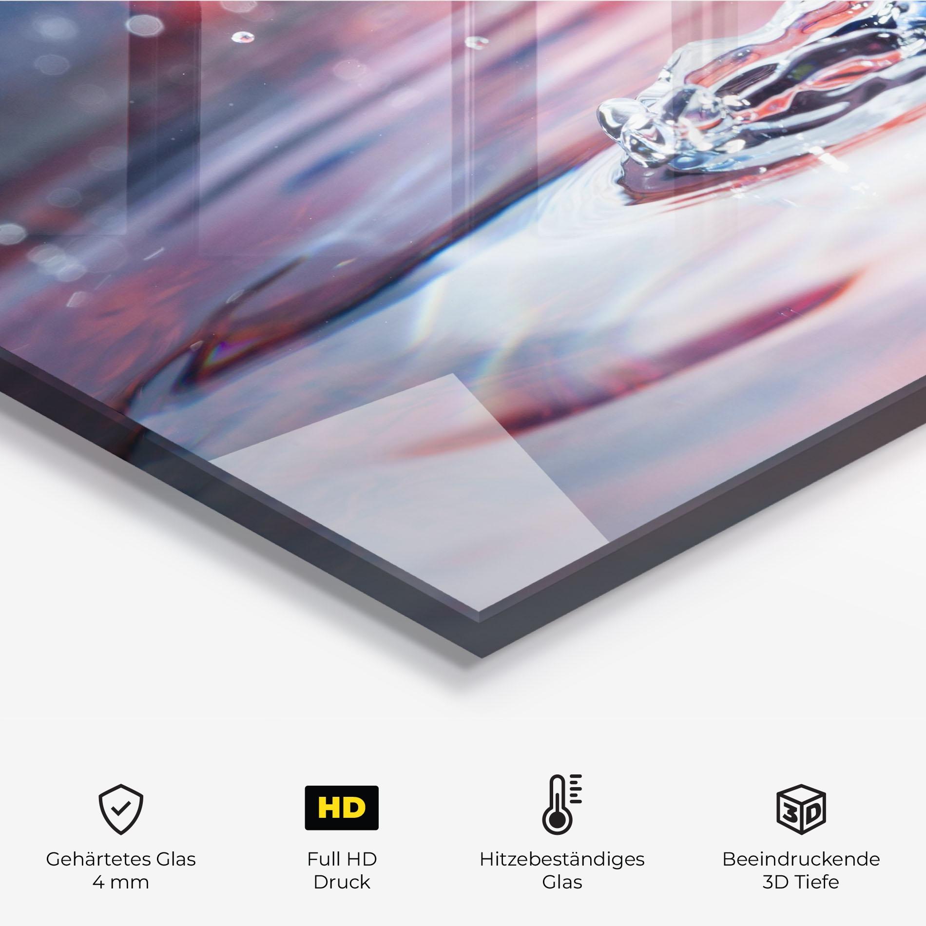 Küchenrückwand Glas Colorful Water Surface mockup 2