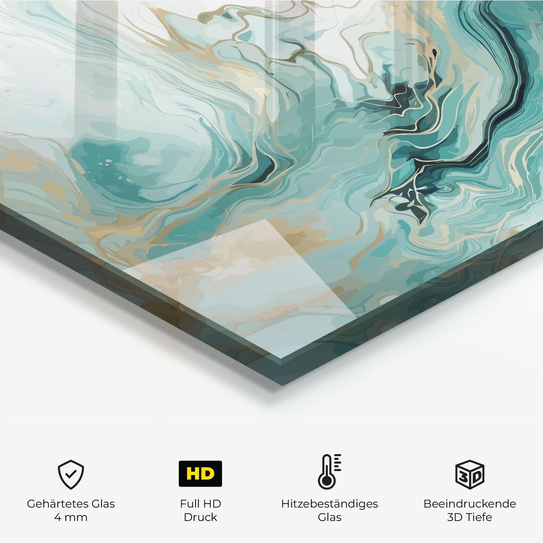 Küchenrückwand Glas Green Gold Water mockup 2