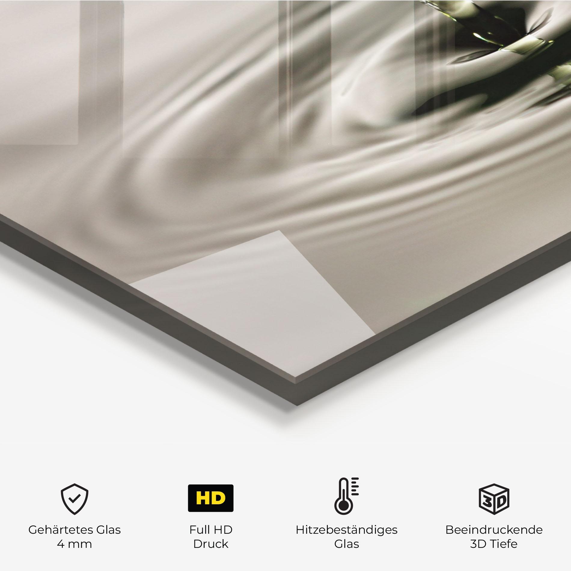 Küchenrückwand Glas Green Water Drop mockup 2