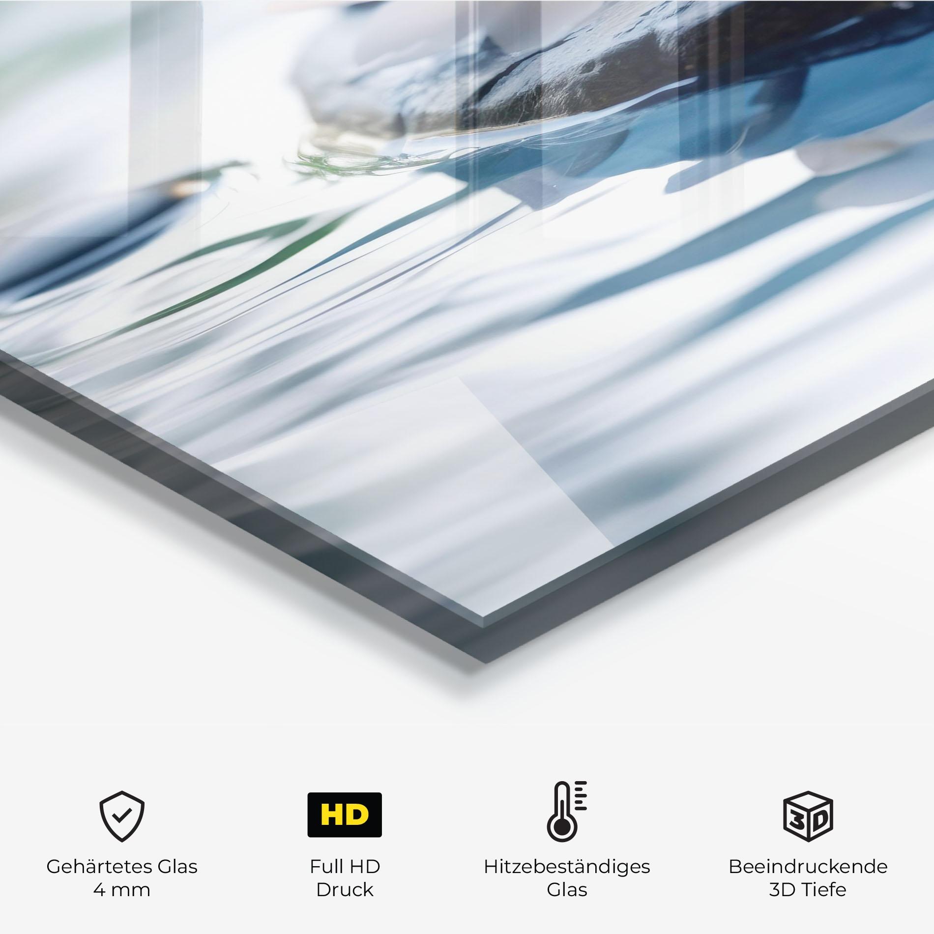 Küchenrückwand Glas Water White Flowers mockup 2