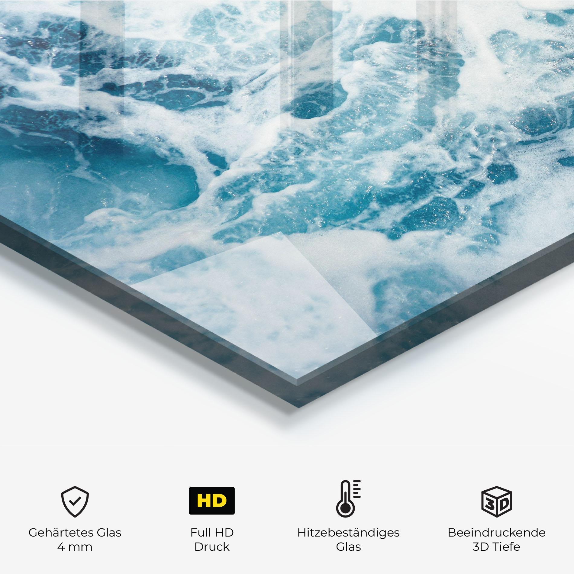 Küchenrückwand Glas White Water Wave mockup 2