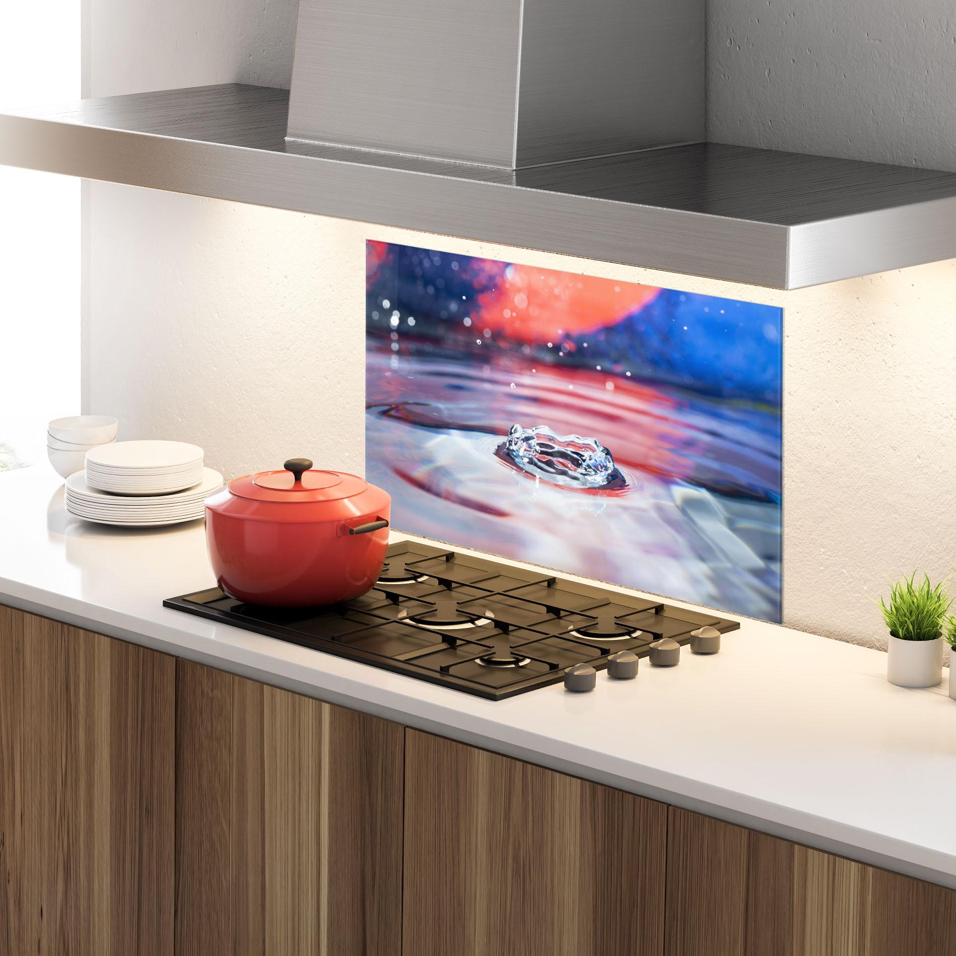 Küchenrückwand Glas Colorful Water Surface mockup 4