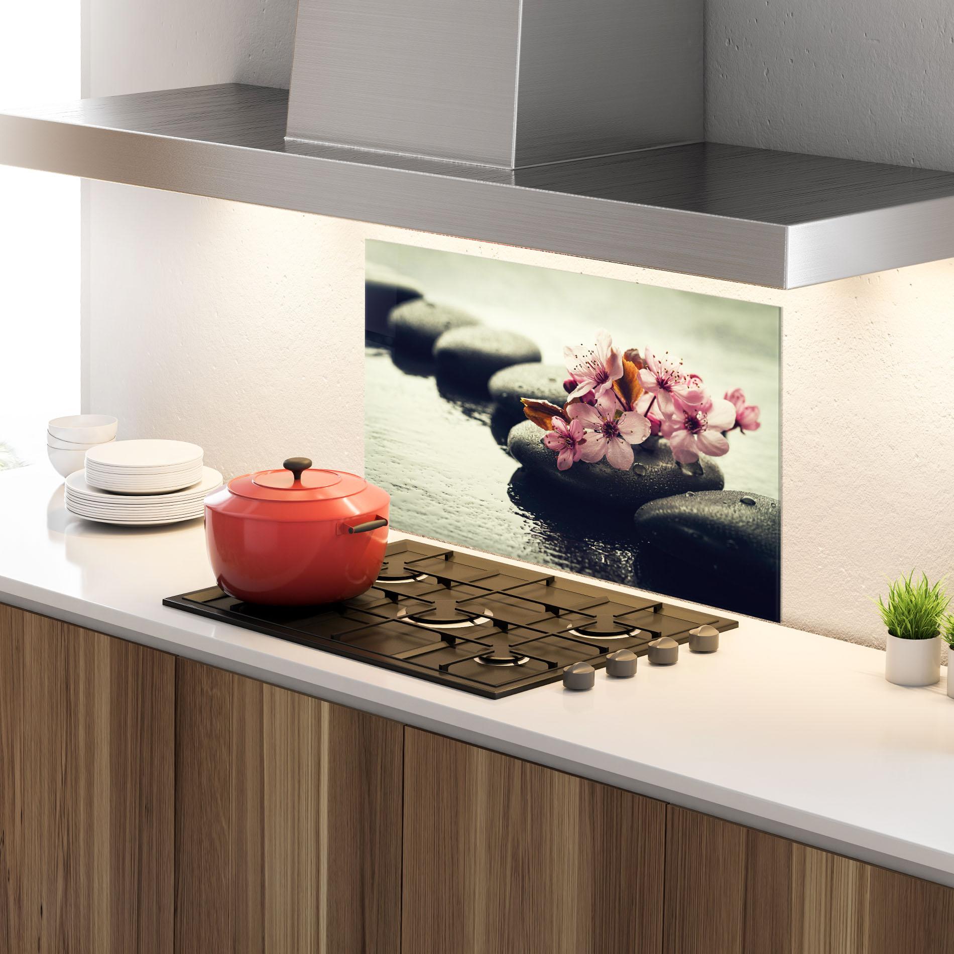 Küchenrückwand Glas Hot Spa Flowers mockup 4