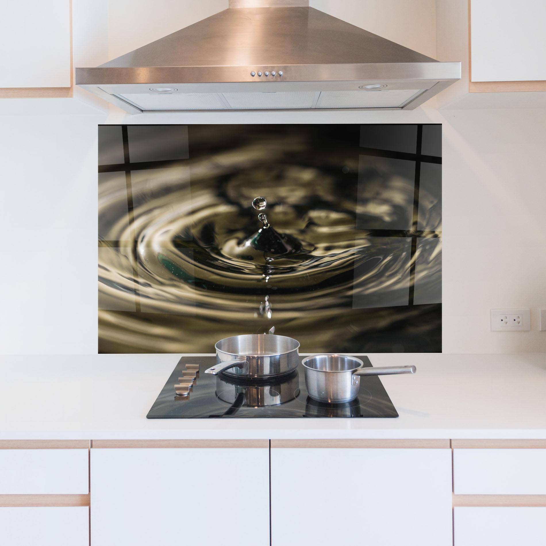 Küchenrückwand Glas Brown Water Drop mockup 5