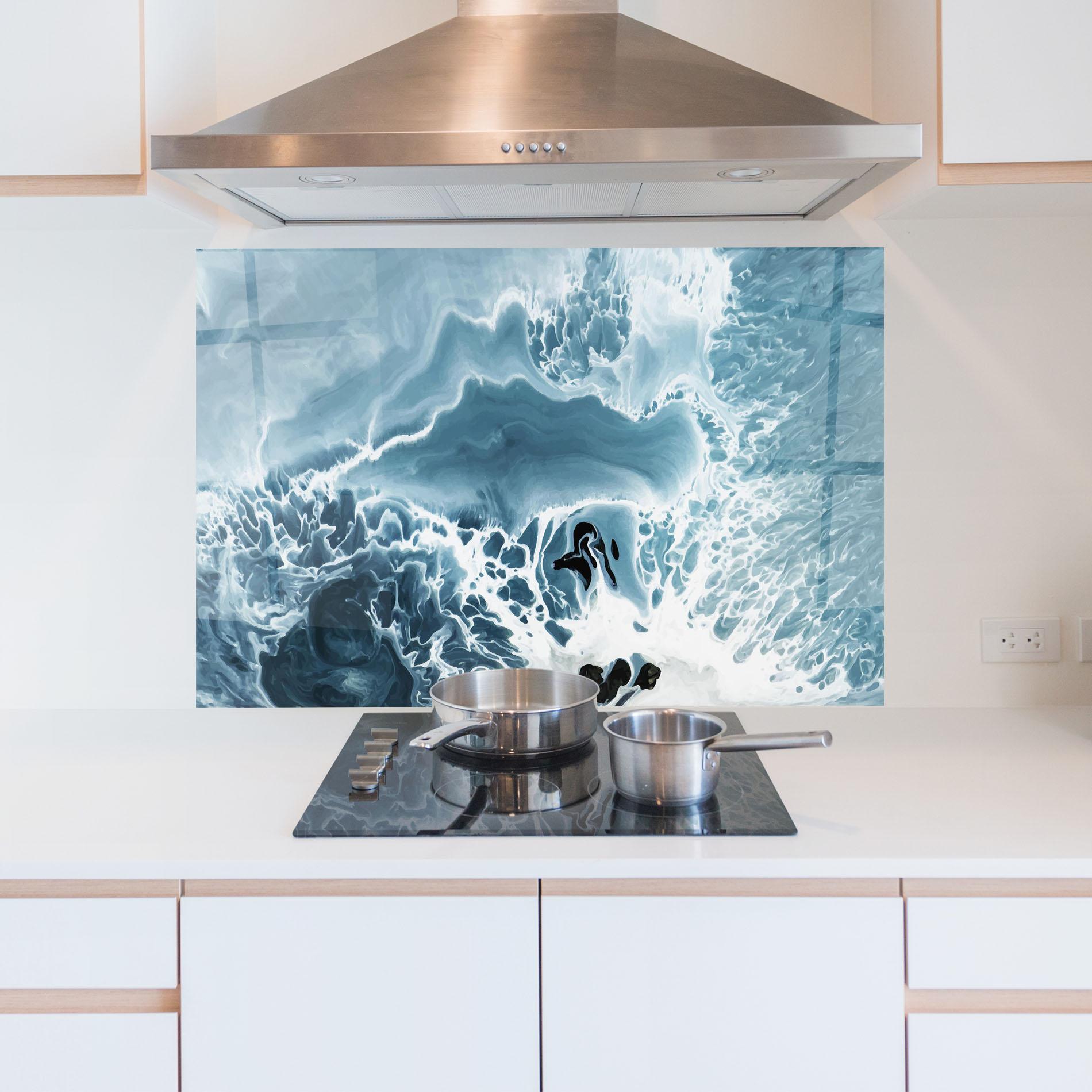 Küchenrückwand Glas Light Blue Ocean mockup 5