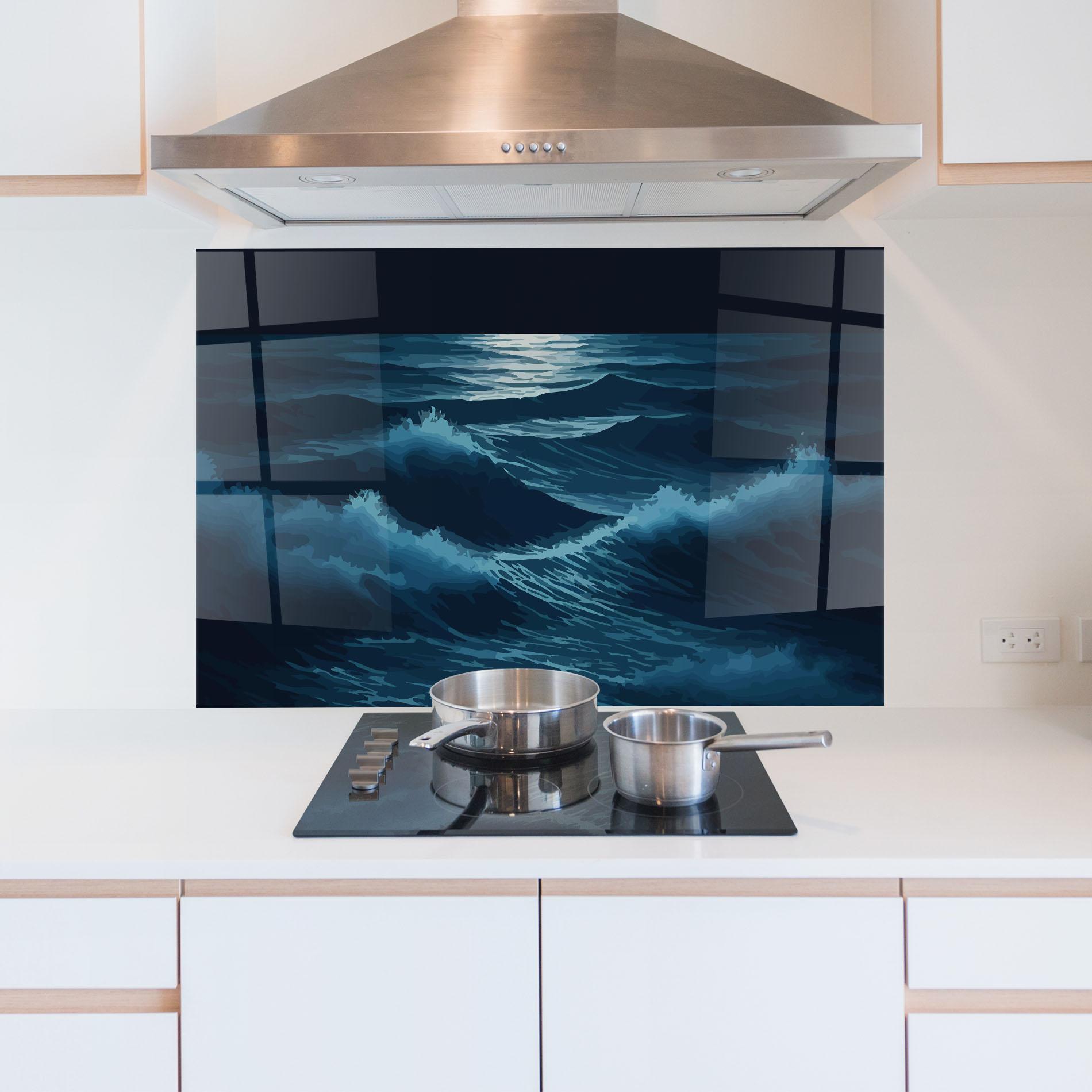 Küchenrückwand Glas Ocean Wave mockup 5
