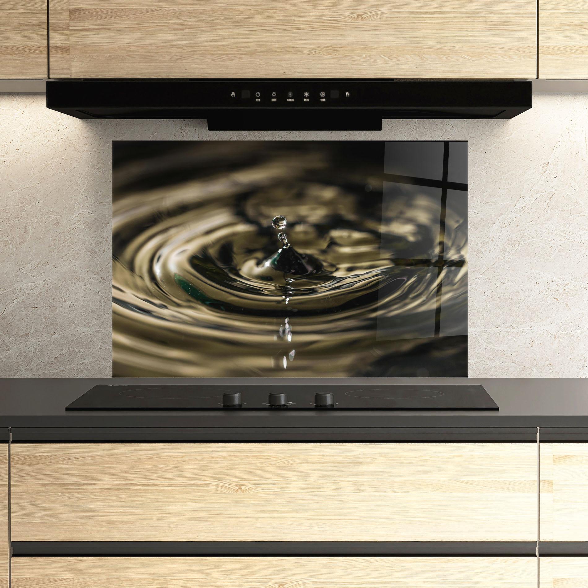 Küchenrückwand Glas Brown Water Drop mockup 3